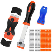 Razor Blade Scraper Tool, 3 Pack with 50 Plastic & 30 Metal Razor Blades, Cleaning Scraper for Removing Label, Registration Sticker, Tint, Grease from Windshield, Appliance, Glass
