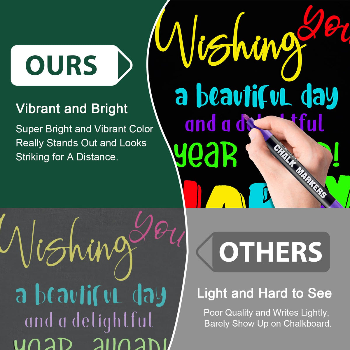 SILENART Liquid Chalk Markers - 8 Vibrant Colors - Chalkboard Markers for Blackboard Glass Window Car Dry Erase Board Acrylic Calendar Board Whiteboard- Wet Erase