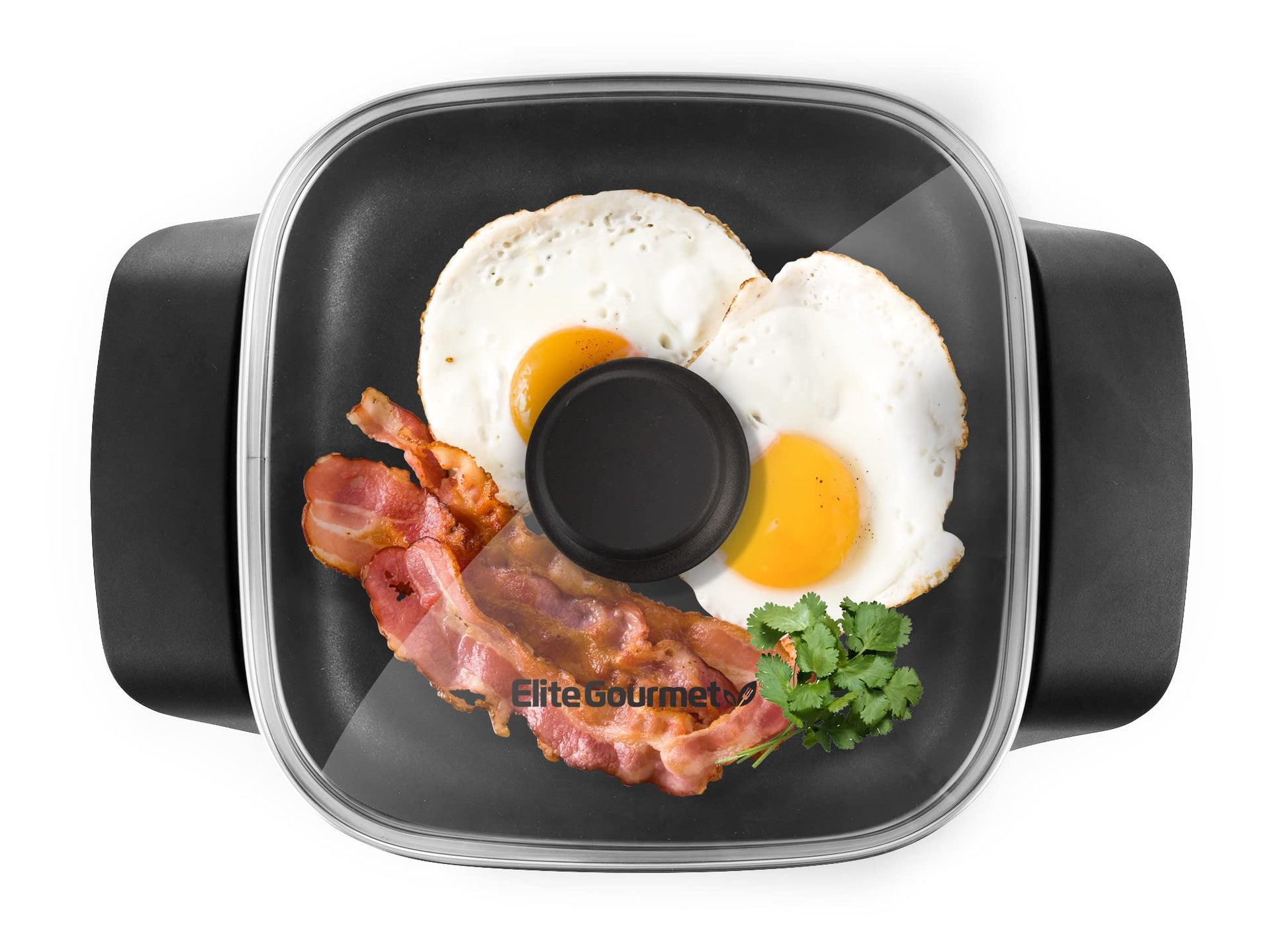 Elite Gourmet EG6201 Extra Deep 12"x12"x3.2" (7.5Qt.) Scratch Resistant Dishwasher Safe, Non-stick Electric Skillet with Glass Vented Lid, Adjustable Temperature, Black