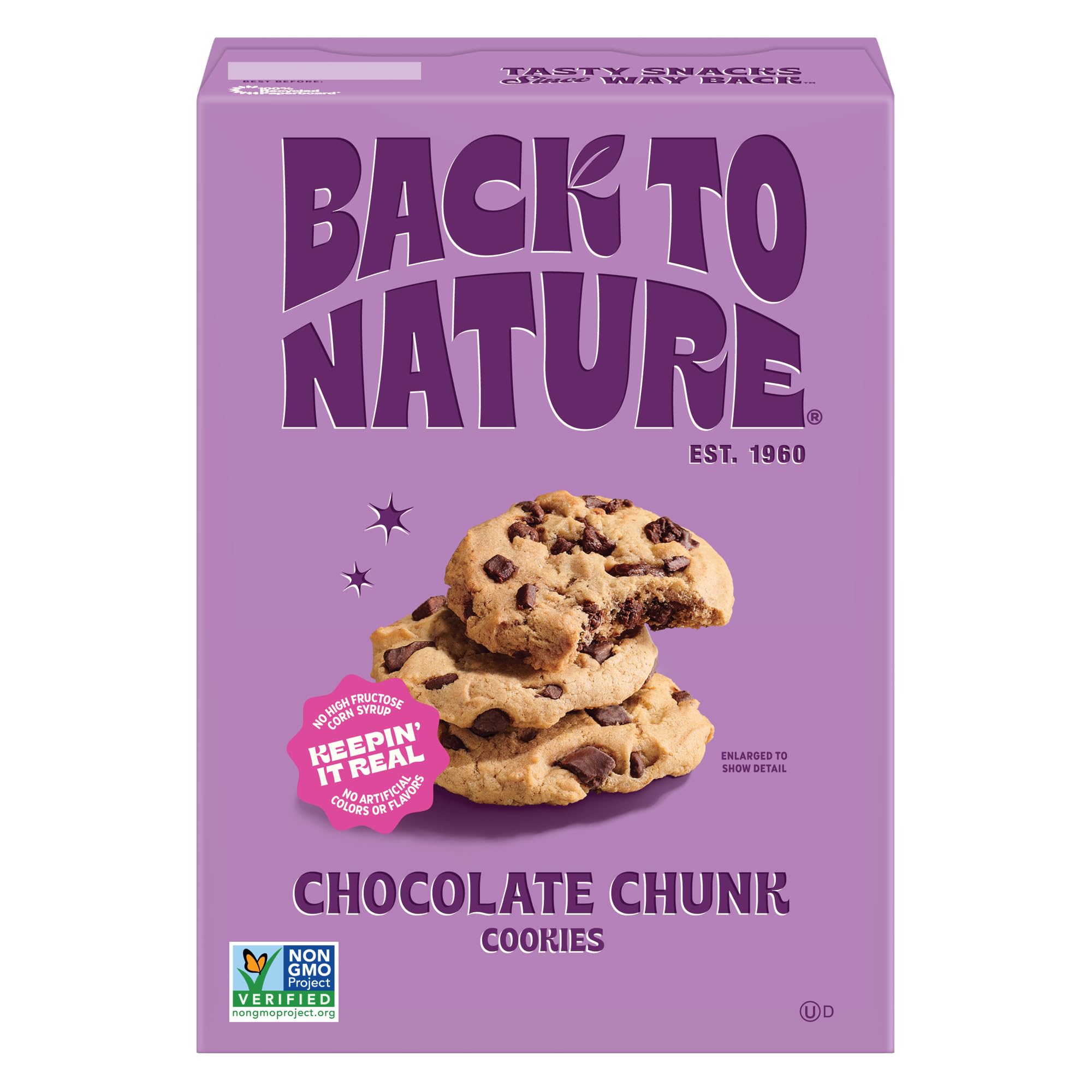 Back to Nature Chocolate Chunk Cookies, Plant-Based, Non-GMO, Vegan Friendly, Made with Wheat Flour, Snack Happy, 7.5 oz Box