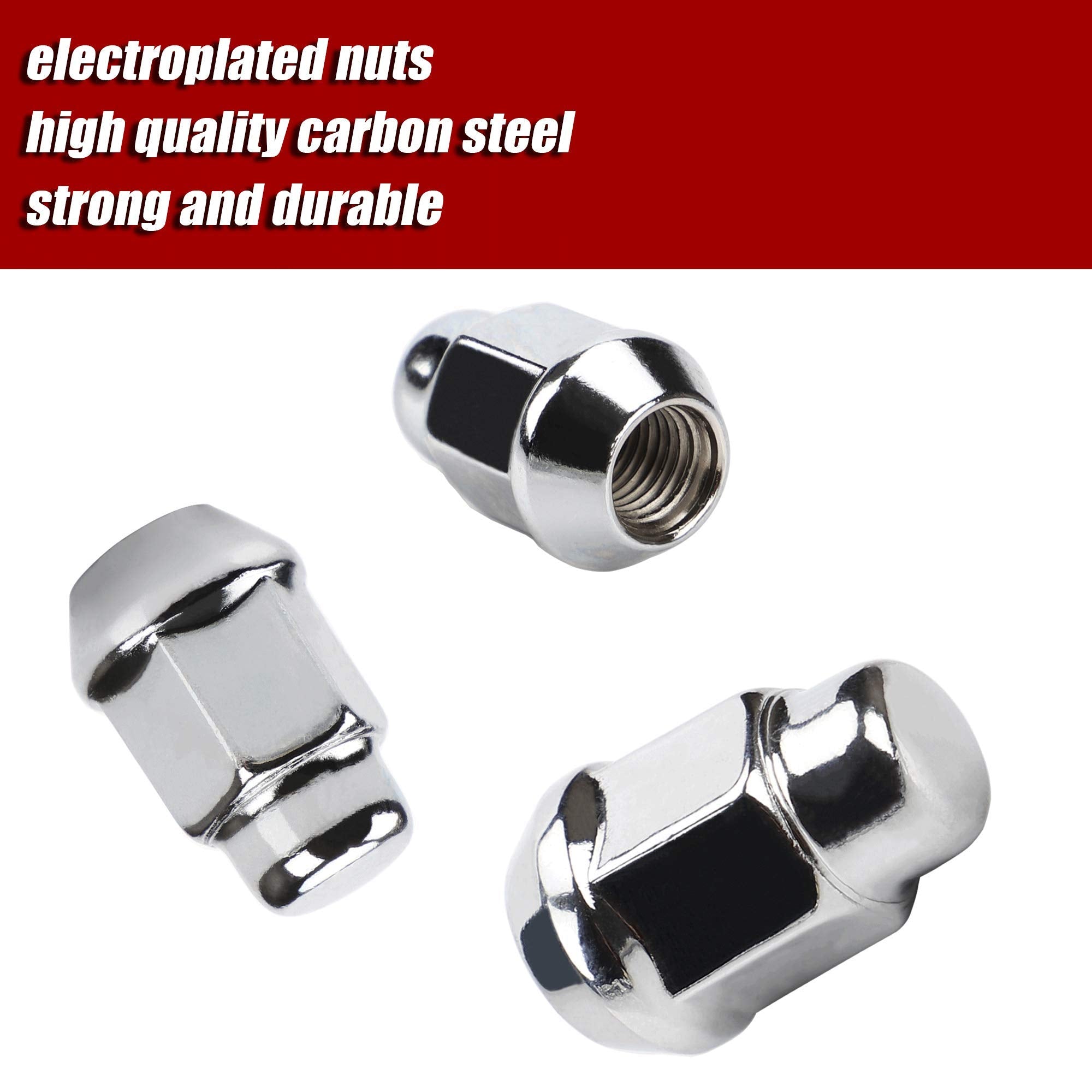 12x1.5 Wheel Lug Nuts, 20PCS Chrome 12mmx1.5 Closed End Bulge Acorn Lug Nut, Cone Seat, 19mm Hex Aftermarket Wheels