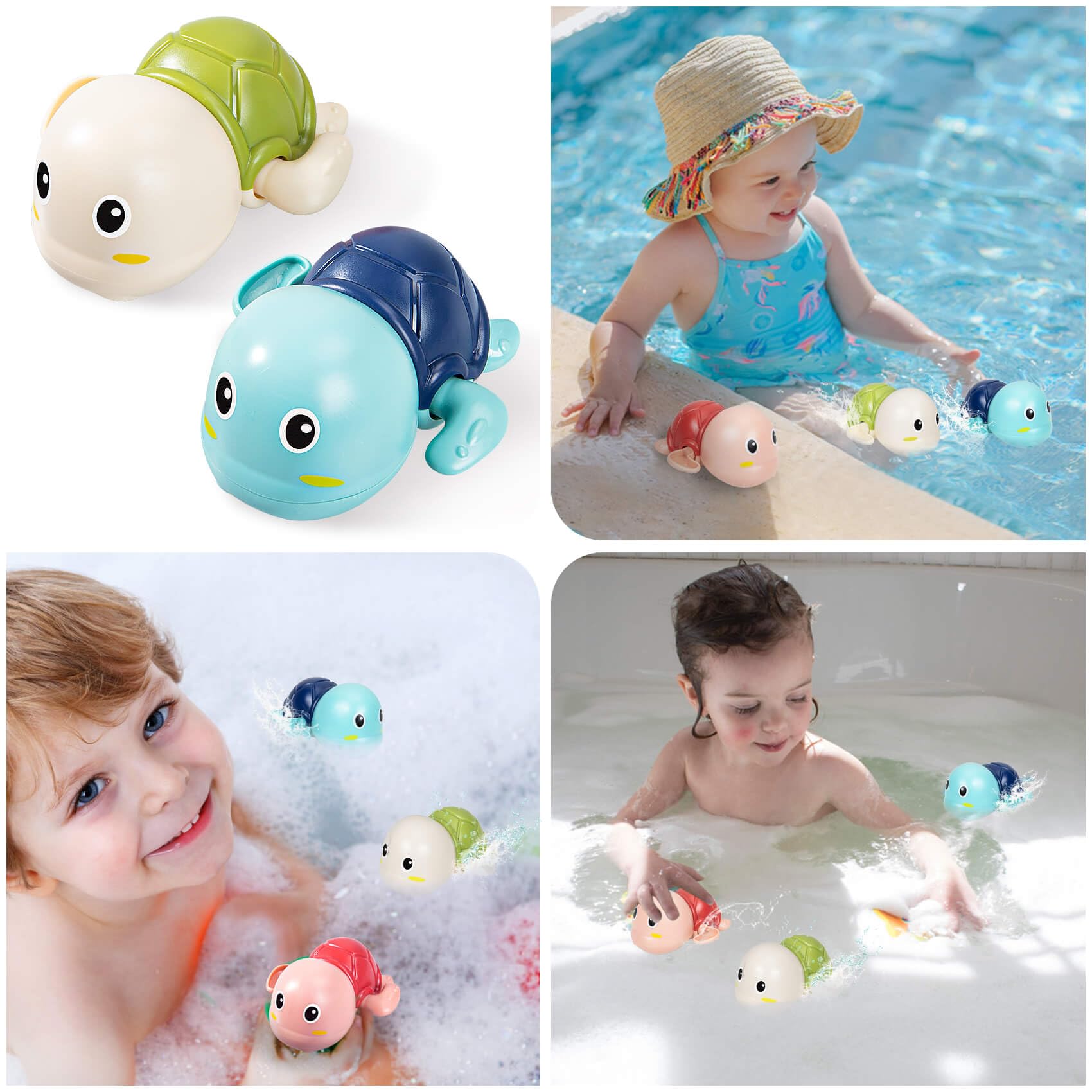 SEPHIX Bath Toys for Toddlers 1-3, Cute Swimming Turtle Bath Toys for 1 2 Year Old Boy Girl Gifts, Water Pool Toys for Baby Toddler Toys Age 1-4, Wind-up Infant Bathtub Toys, 3 Pack