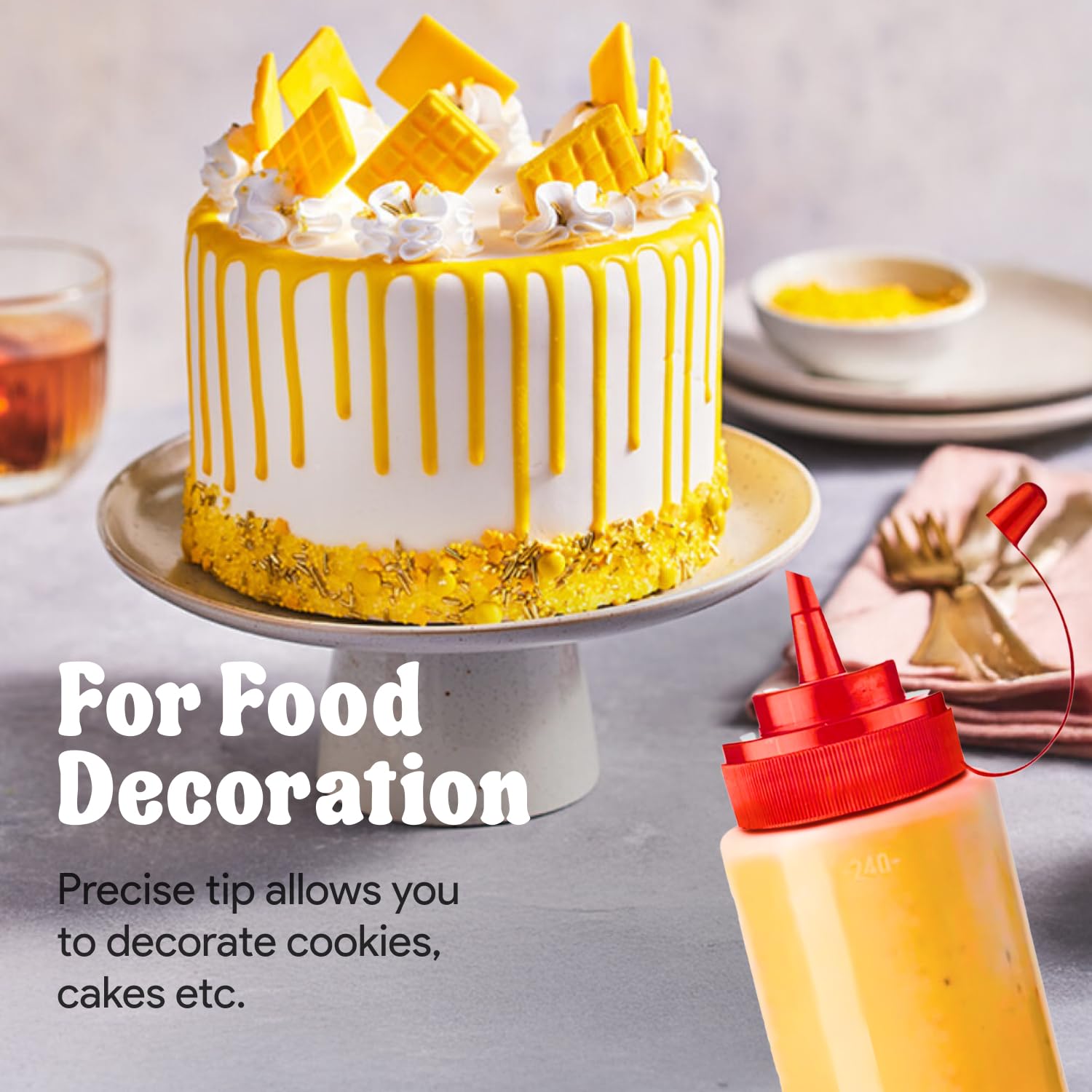 Norcalway 12 oz Condiment Squeeze Bottles for Sauces - Leak Proof Oil, Syrup, Dressing Squirt Bottles - 3 Pack