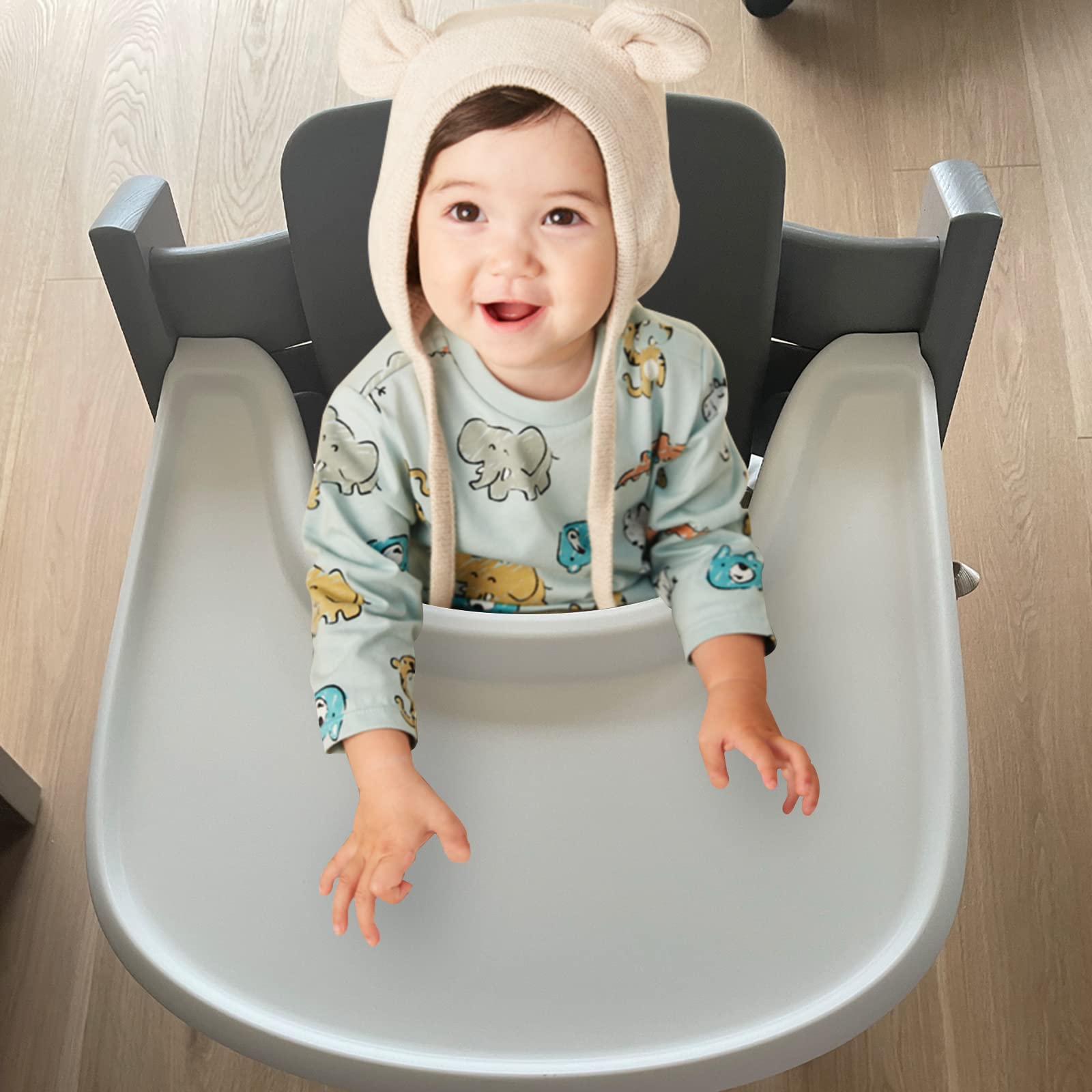 LuQiBabe Baby High Chair Tray Compatible with Stokke Tripp Trapp Chair (V2 and Beyond) with Smooth Surface and Strong Suction Power Made of Food-Safe Plastic (BPA BPS BPF Lead Phthalate Free) - White