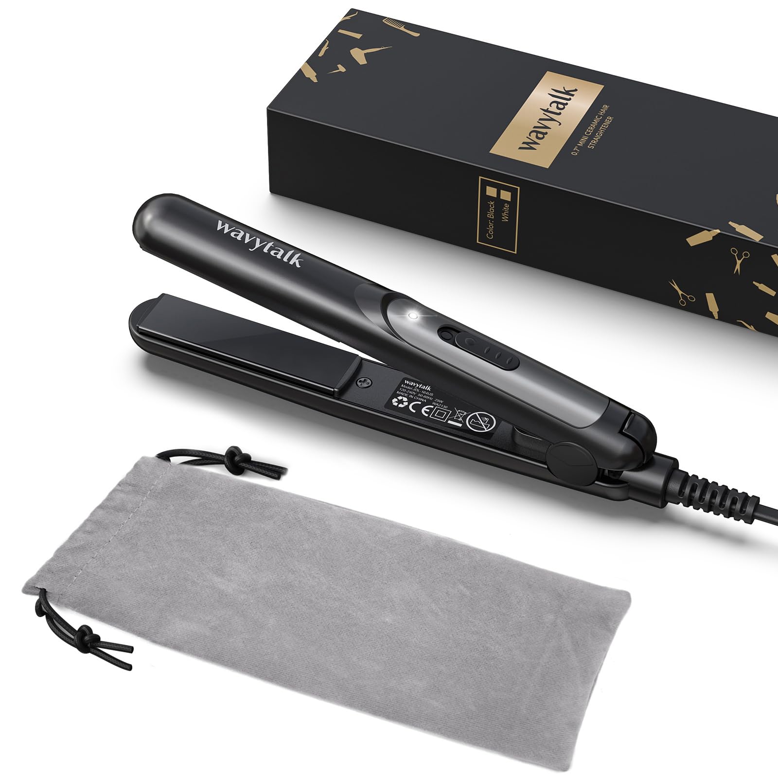 Wavytalk Mini Glätteisen 0,7 Zoll Keramik Mini Haarglätter, kleines Glätteisen für kurze Haare, Locken Pony, Dual Voltage für Reisen