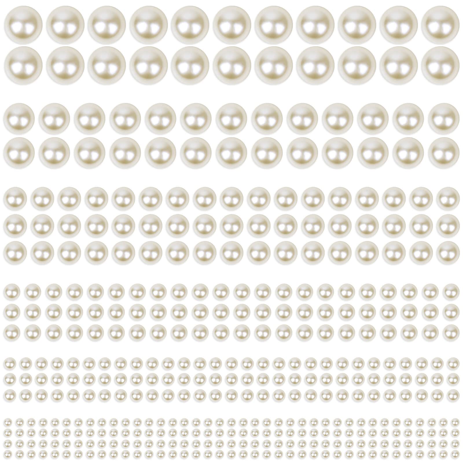 1980Pcs Self Adhesive Pearl Stickers, Shynek Pearls Sticker Gems for Hair, Face, Makeup, Eye, Nail, Crafts, Assorted Sizes