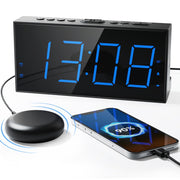 Roxicosly Loud Alarm Clock with Bed Shaker, Vibrating Alarm Clock for Heavy Sleepers/Hard of Hearing/Deaf/Teens, Dual Alarms with 7.5’’ Large LED Display, USB Charger, Dimmer, Snooze & Battery Backup