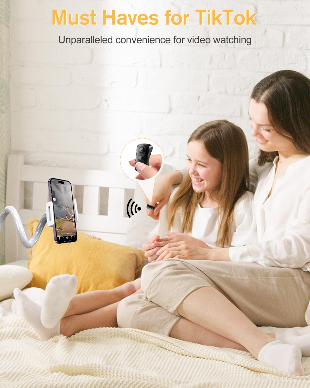 ADZERD Remote Control for TikTok, Page Turner for iPad iPhone, Bluetooth Camera Video Recording Remote, Scrolling Ring for TIK Tok, iPhone, iPad, iOS, Android - Black
