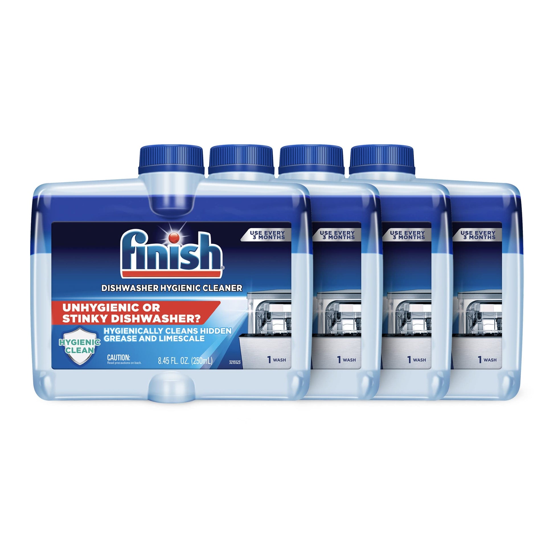 Finish Dishwasher Cleaner Liquid, 4 pack (8.45oz each), Dual Action: Hygienically Cleans Hidden Grease & Limescale, Fresh Scent Ã¢ÂÂ 1 Year Supply