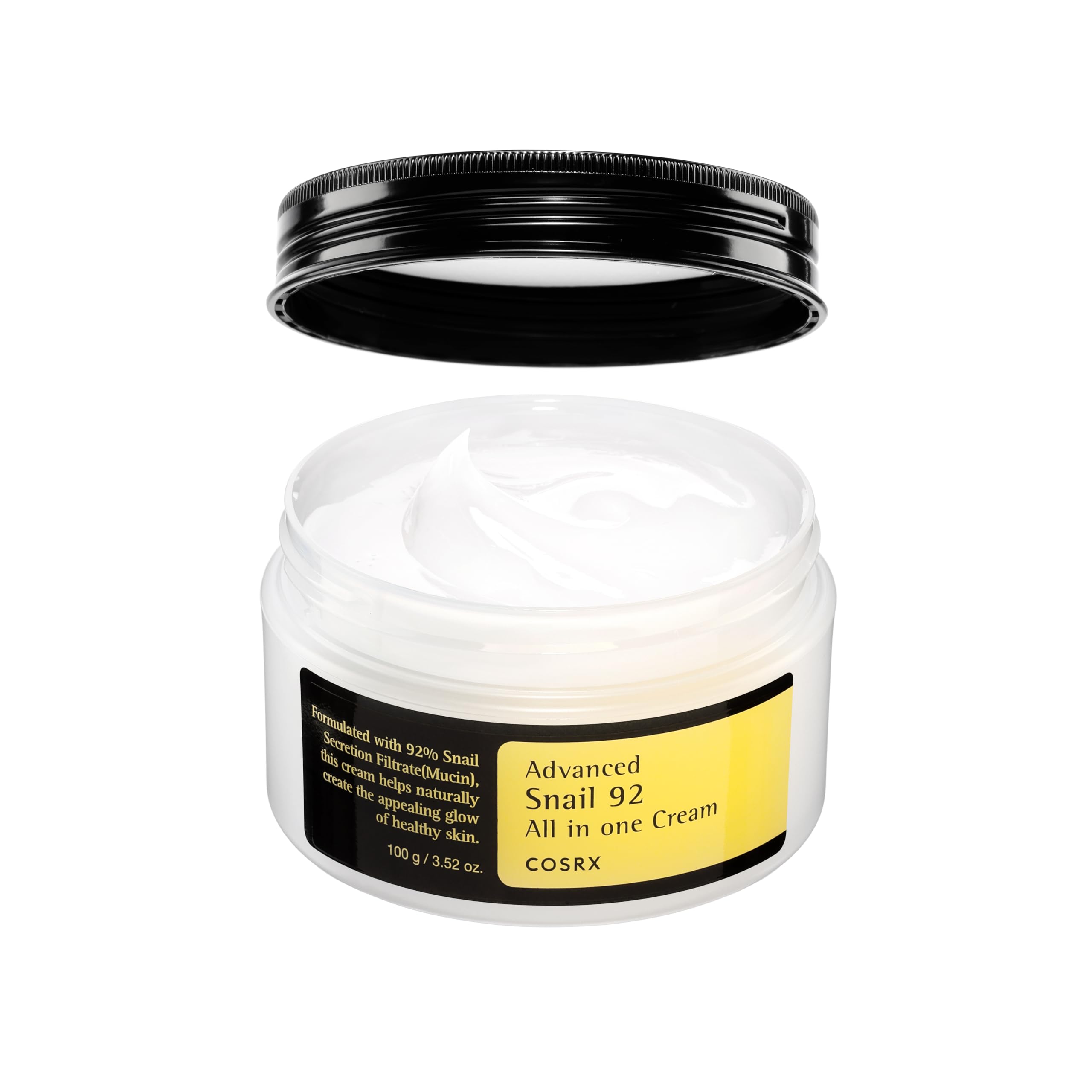 COSRX Snail Mucin 92% Face Moisturizer, 3.52 Oz, Lightweight Moisturing Cream for Soft, Glowy Skin, Korean Skin Care, Korean Moisturizer Face Cream