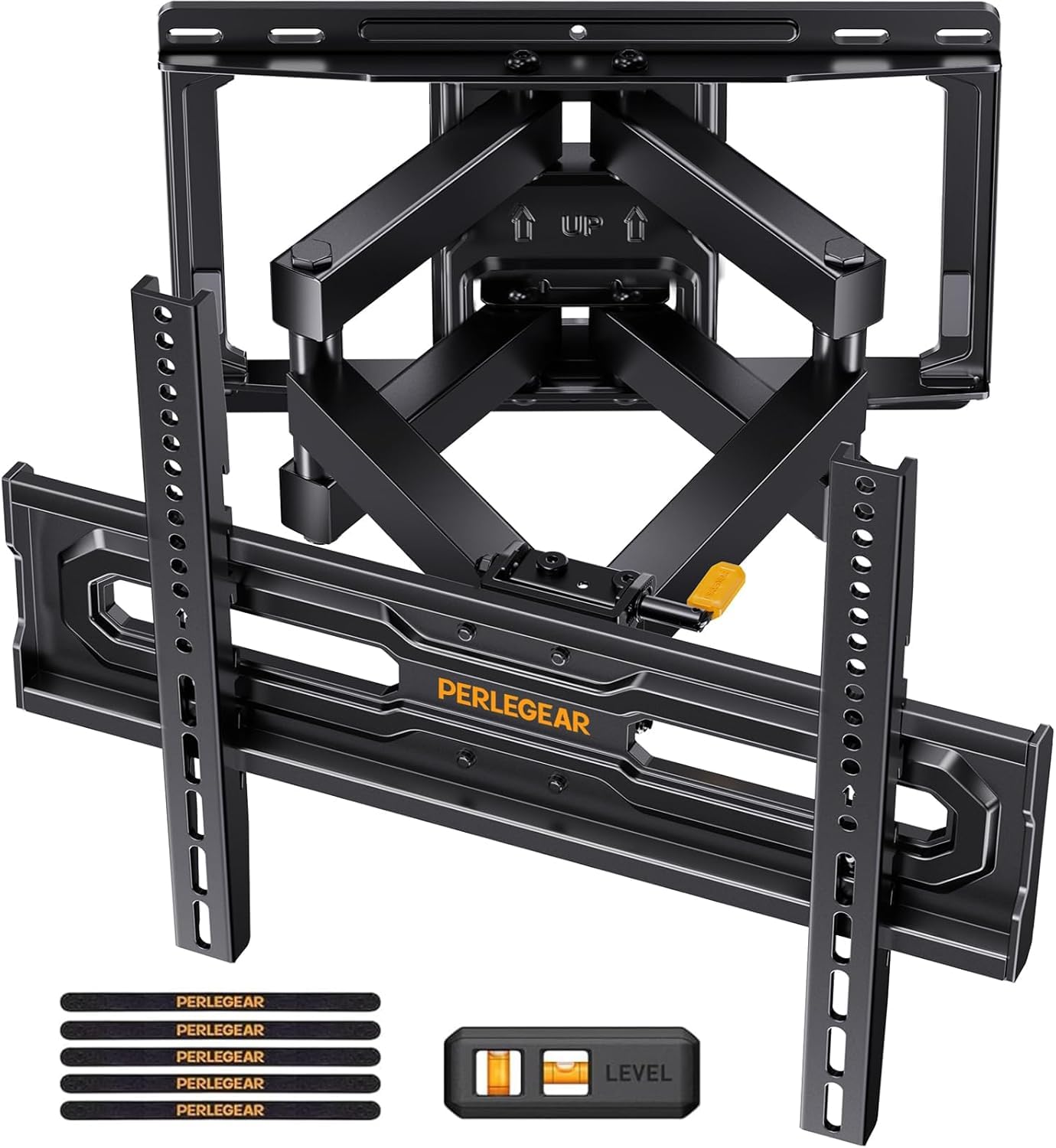 Perlegear Full Motion TV Wall Mount for 32-65 Inch TVs up to 99 lbs, Max VESA 400x400mm, Fits 16Ã¢ÂÂ/12Ã¢ÂÂ Wood Studs, Adjustable Pre-Assembled TV Wall Mount, Tool-Free Tilt, Swivel & Extension, PGMF21