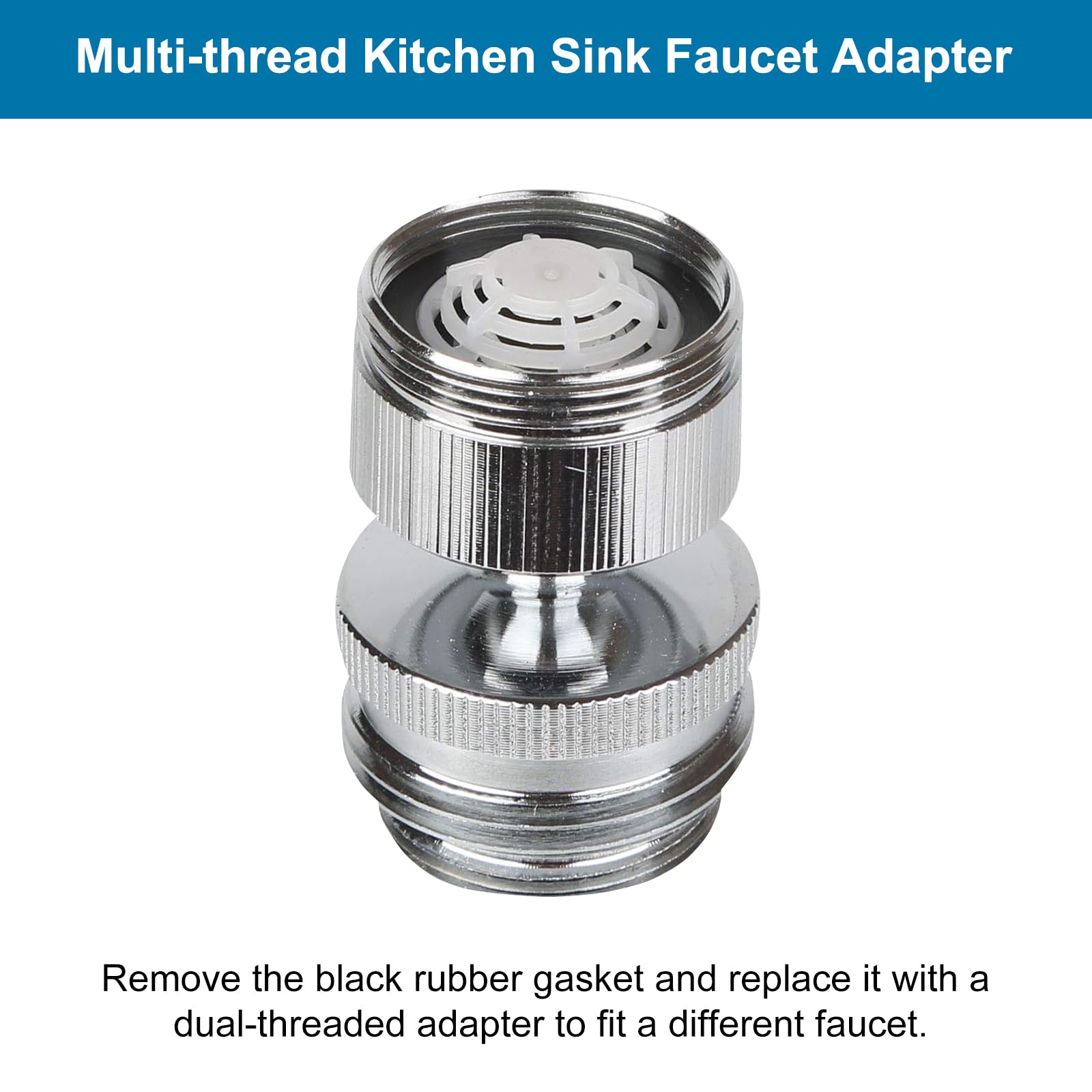Hibbent Faucet Adapter Kit, Swivel Aerator Adapter to Connect Garden Hose - Multi-Thread Kitchen Sink Faucet to Garden Hose Adapter 3/4 Inch - Chrome Finished
