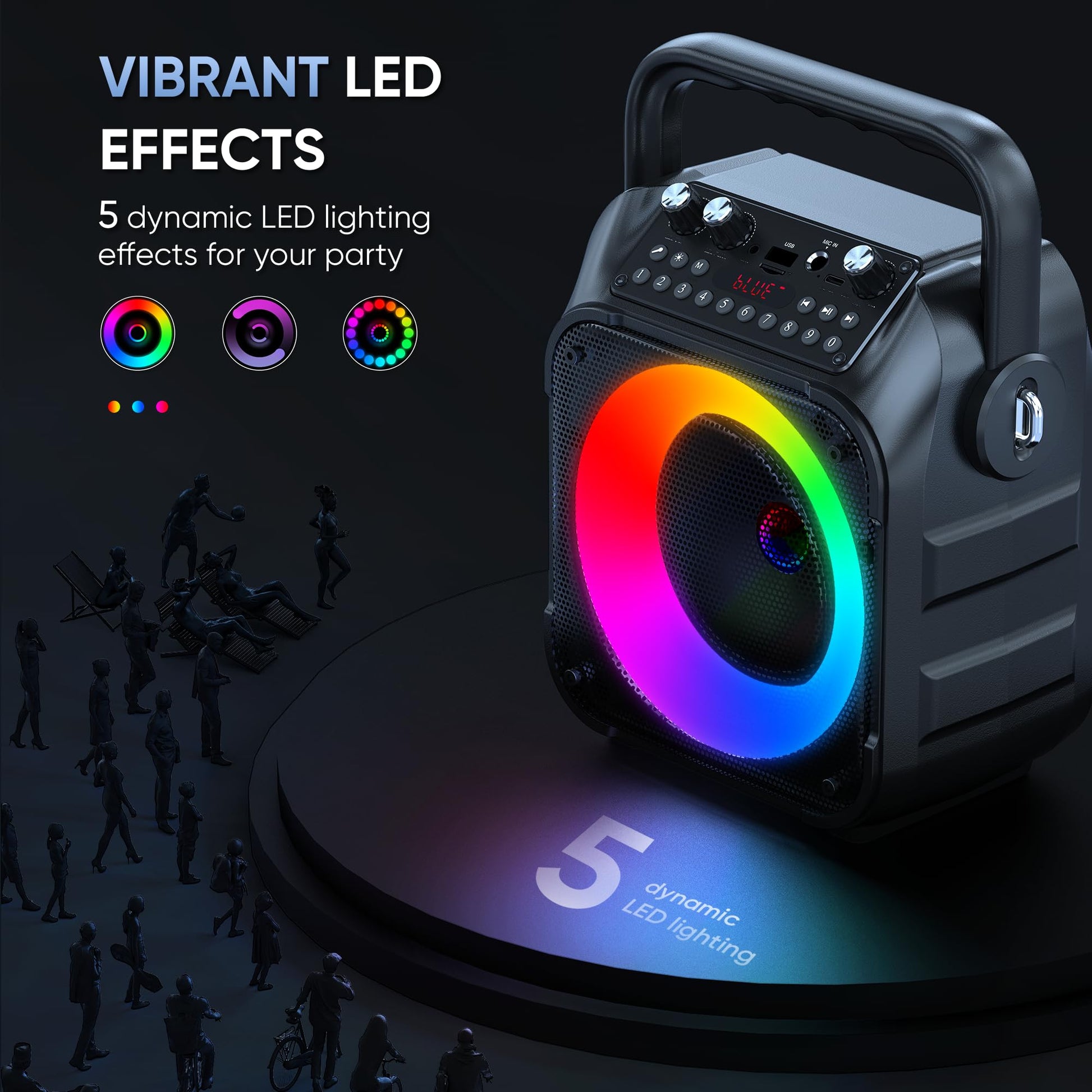 Karaoke Machine, Portable Bluetooth Speaker with 2 Wireless Microphones for Adults & Kids with Lights, Karaoke Microphone with PA System Supports USB/TF/REC/FM/AUX for Home Party Home System Packages