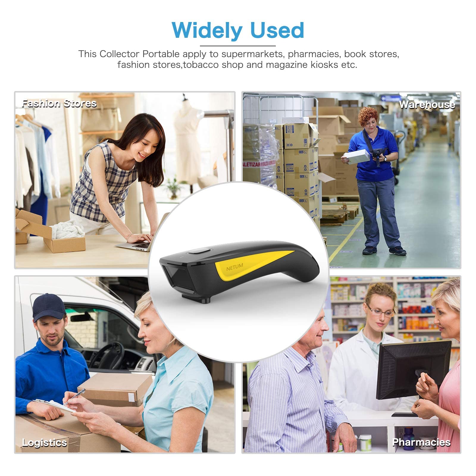 NETUM QR Code Scanner, Mini Barcode Scanner Bluetooth Compatible, Small Portable USB 1D 2D Bar Code Scanner for Inventory, 2.4G Cordless Image Reader for Tablet iPhone iPad Android iOS PC POS - C750