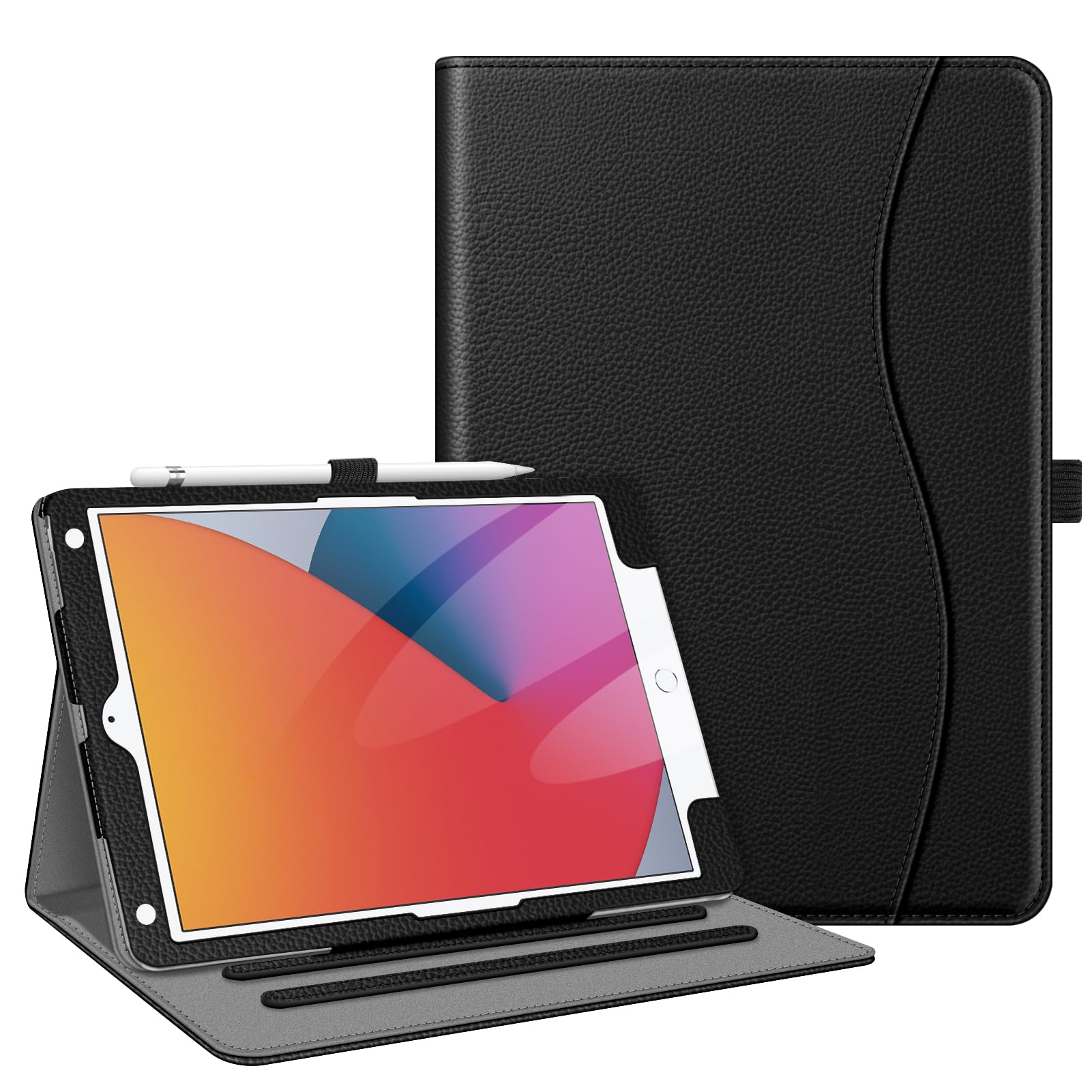 Fintie Case for iPad 9th / 8th / 7th Generation (2021/2020/2019) 10.2 Inch - [Corner Protection] Multi-Angle Viewing Stand Cover with Pocket & Pencil Holder, Auto Sleep Wake, Black