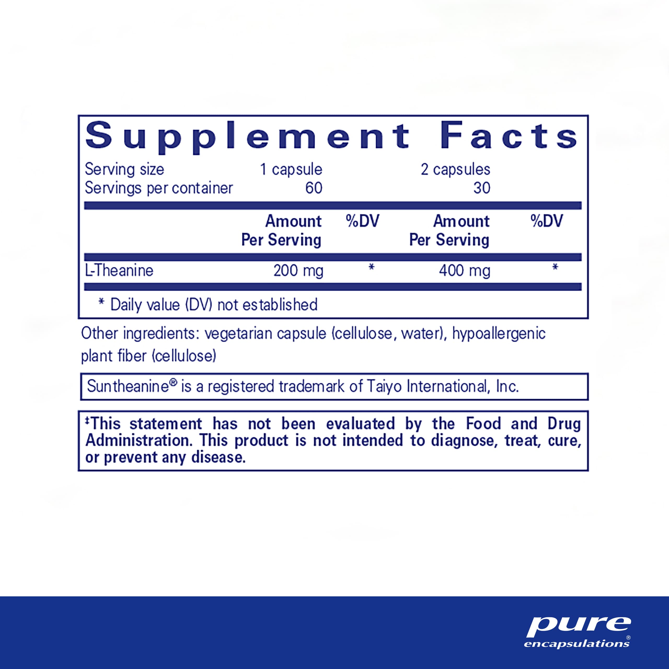 Pure Encapsulations L-Theanine - Amino Acid Supplement to Support Relaxation, Stress & Nervous System - 60 Capsules