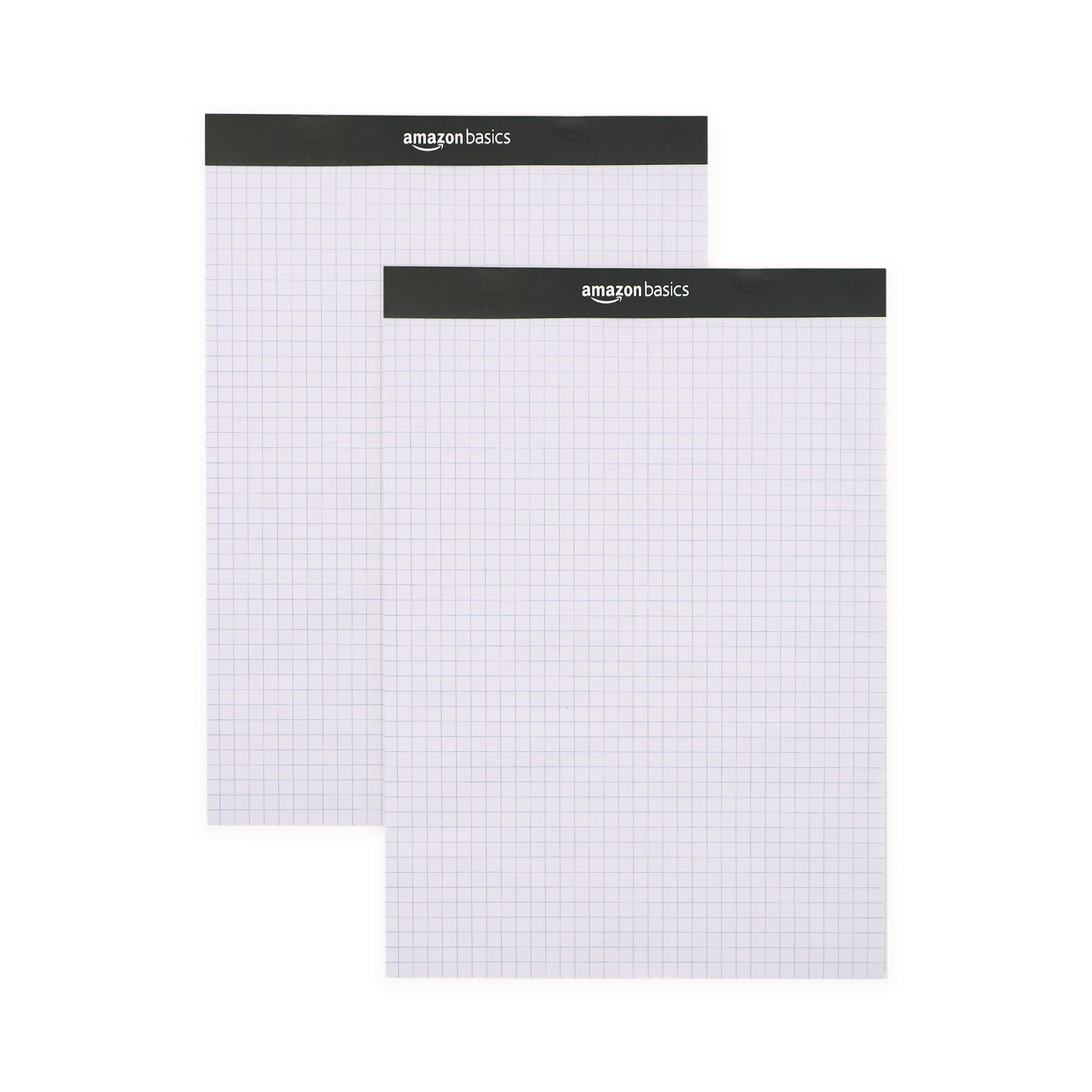 Amazon Basics Quad-Ruled Graph Paper Pad, Pack of 2, 8.5 Inch x 11.75 Inch, 100 Sheets/Pad, White