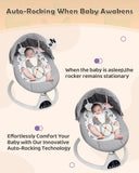 Electric Baby Swing for Infants to Toddler Portable Babies Swing Timing Function 5 Swing Speeds Bluetooth Touch Screen Music Speaker with 10 Preset Lullabies 5-Point Carabiner Gray