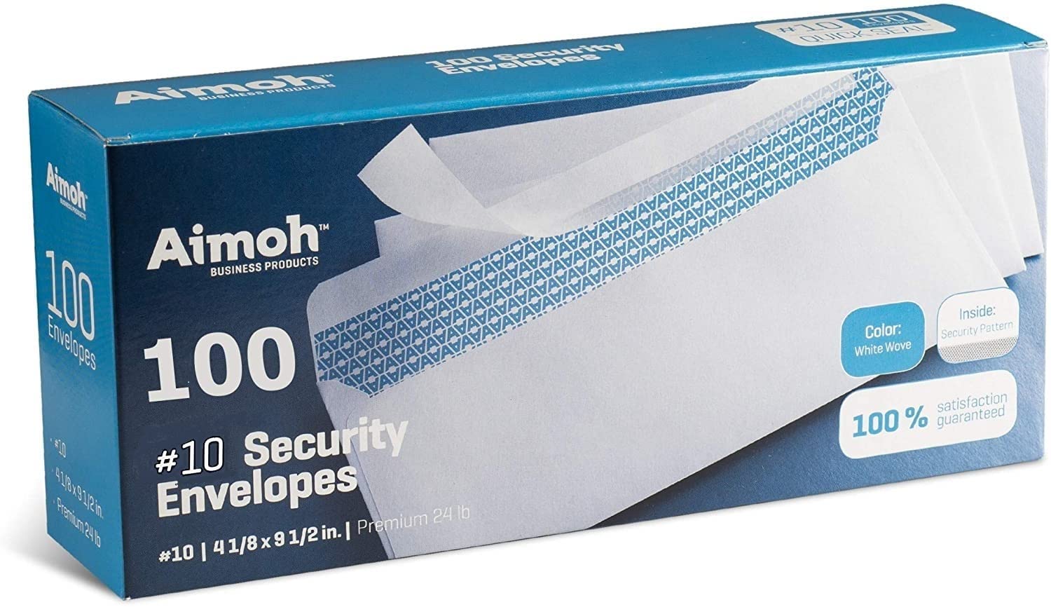 Aimoh #10 Sicherheits-Selbstverschluss-Briefumschläge – 100 Stück | Ohne Fenster, EnveGuard, 10,16 x 24,13 cm, Weiß, 90 g/m², 100 Stück (34100)