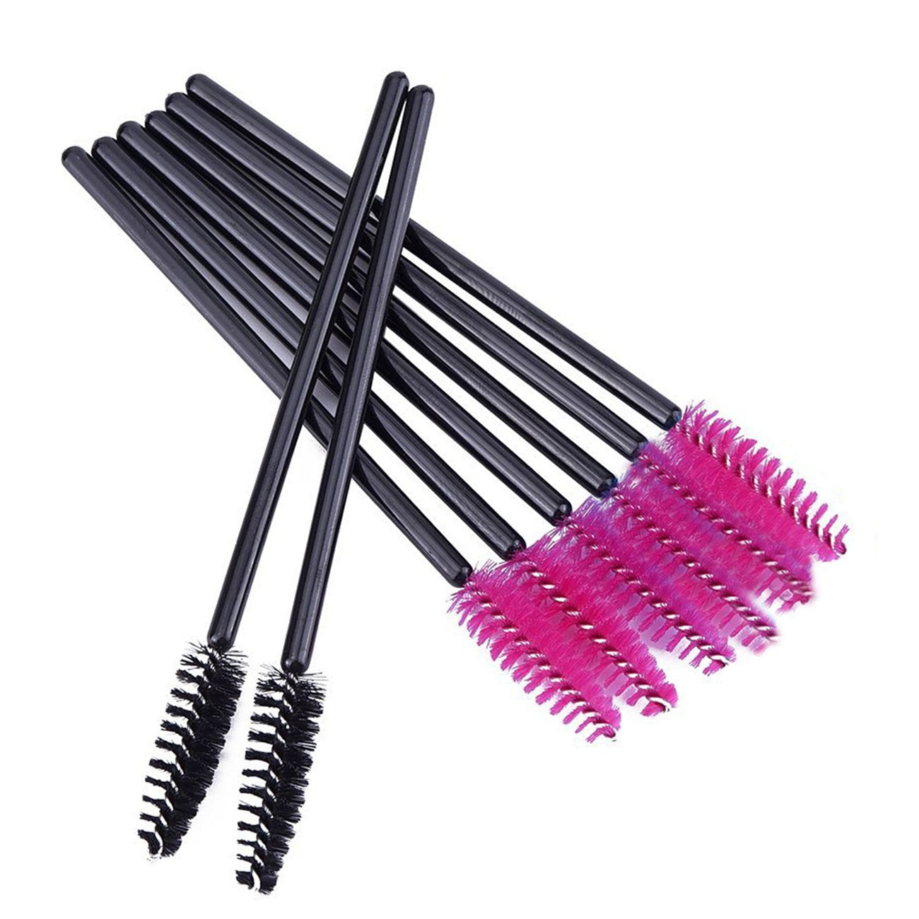 200 PCS Disposable Eyelash brush Mascara Wands Spoolies for Eye Lash Extension, Eyebrow and Makeup (Black&Rose red)