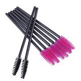 200 PCS Disposable Eyelash brush Mascara Wands Spoolies for Eye Lash Extension, Eyebrow and Makeup (Black&Rose red)