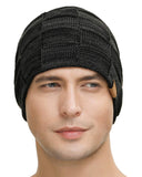 Vgogfly Slouchy Cool Beanie for Men Guys Lined Knit Warm Thick Skully Stocking Binie Winter Hat Black