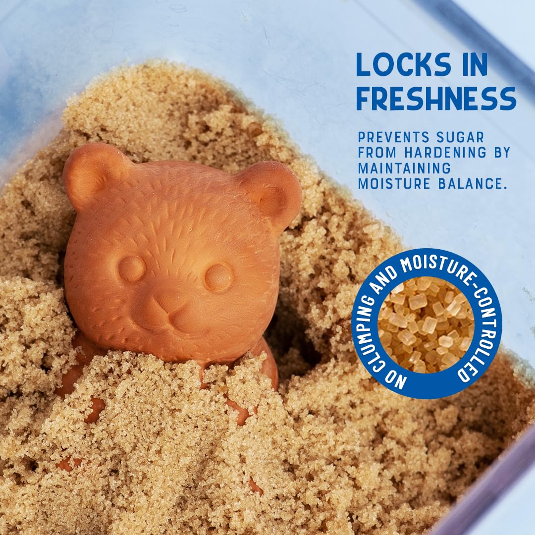 Vivid Works Brown Sugar Keeper - Terracotta Brown Sugar Bear to Maintain Food Moisture in Storage Container - Terra Cotta Food Saver