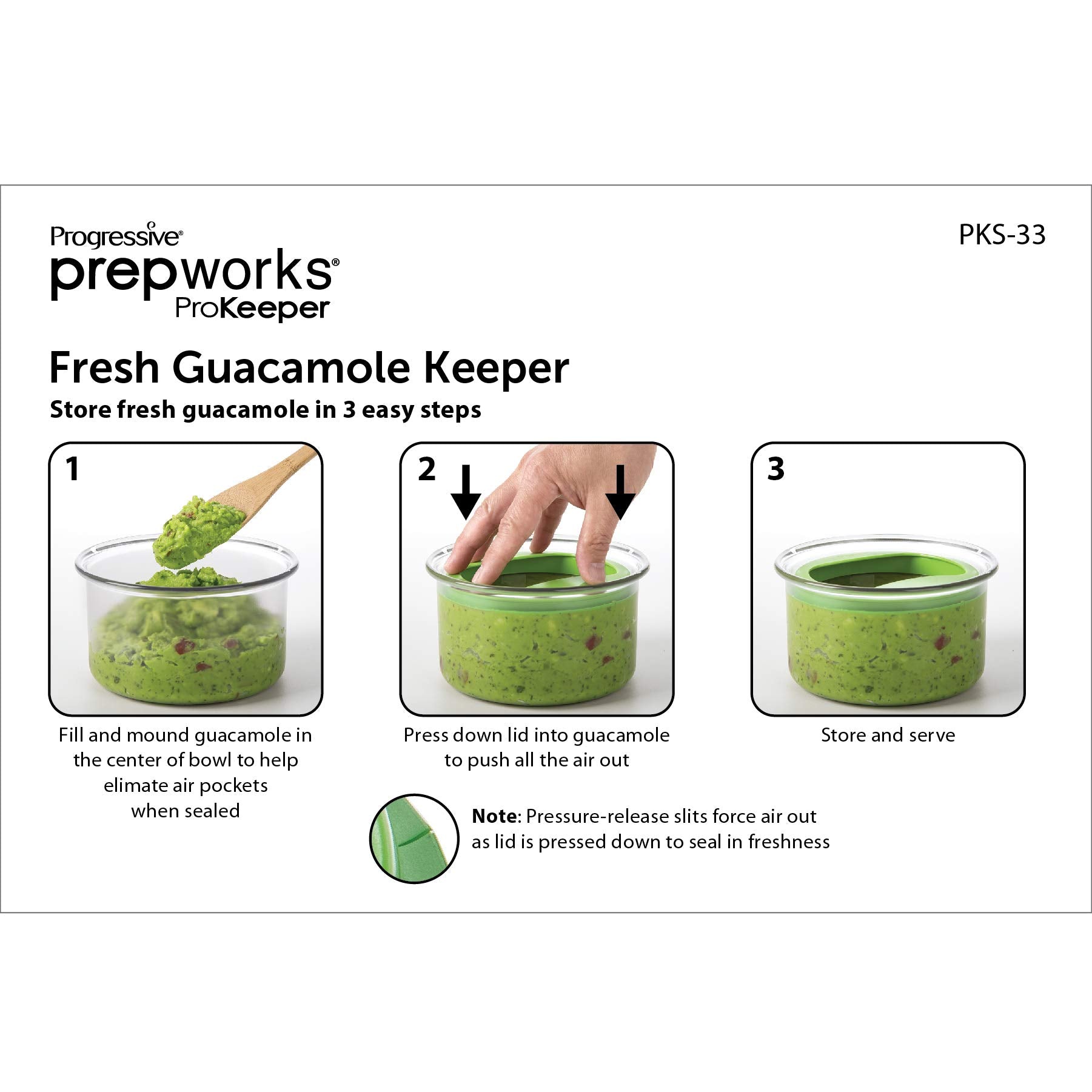 ProKeeper Fresh Guacamole Plastic Kitchen Storage Container with Airtight Lid (Green), for Guacamole and Food Storage