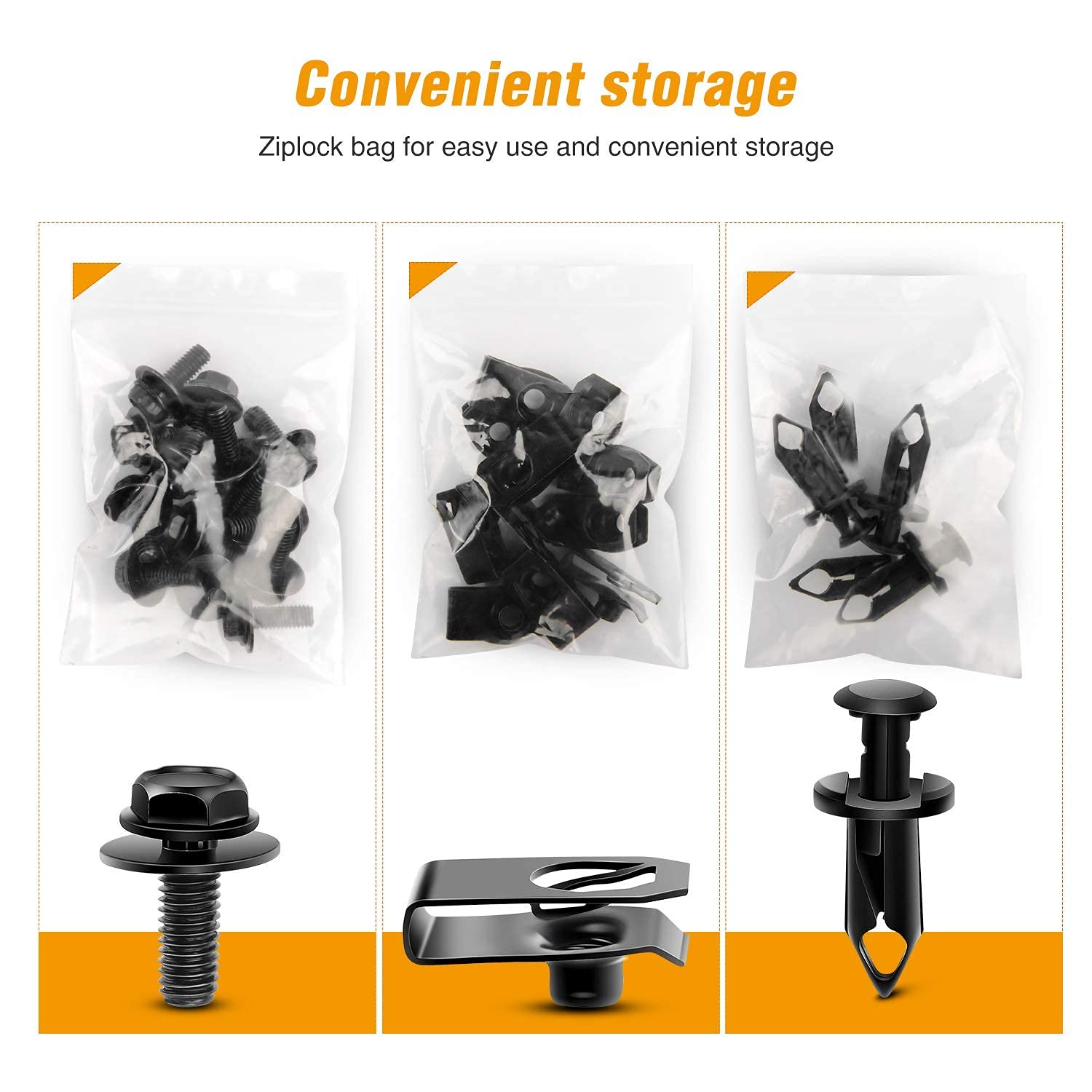 GOOACC GRC-70 35PCS Engine Under Cover Splash Shield Guard Body Bolts Bumper Fender Liner Push Retainer Fastener Rivet Clips , black