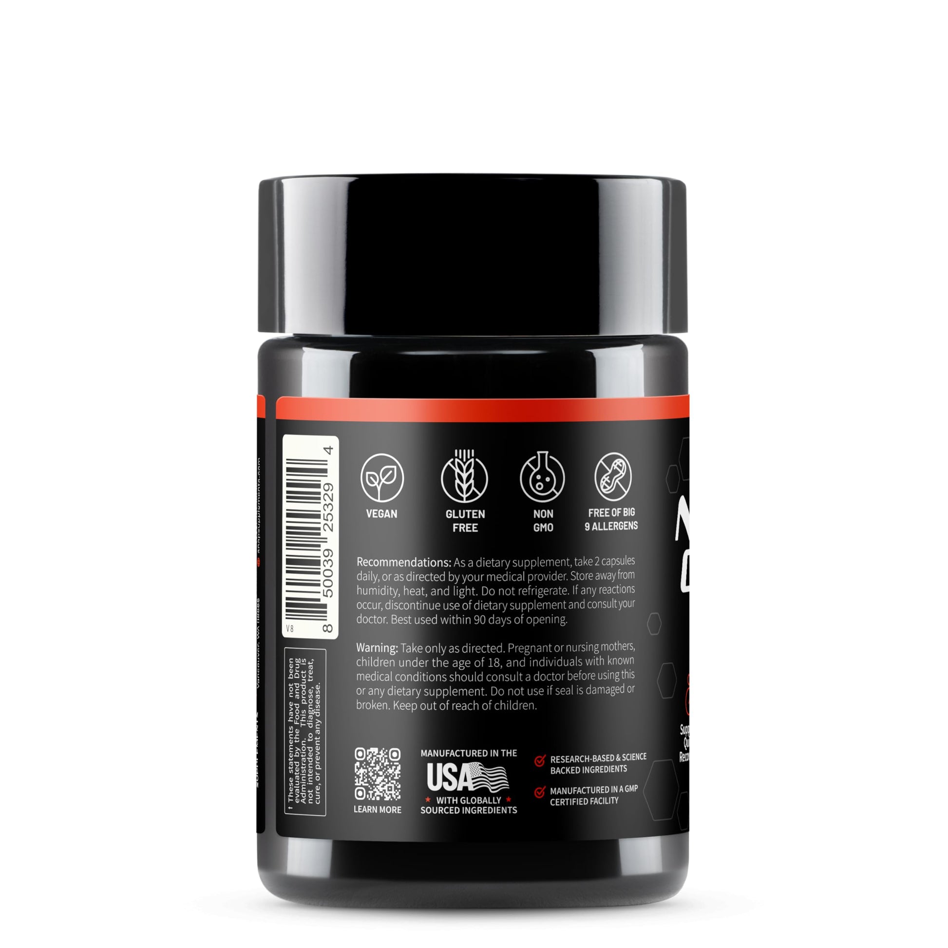 Snap Supplements Nitric Oxide Booster Supplement with L Arginine and L Citrulline Essential Amino Acids and Ginseng Root, Energy, Heart Health, Muscle Growth & Circulation Support, 60 Capsules