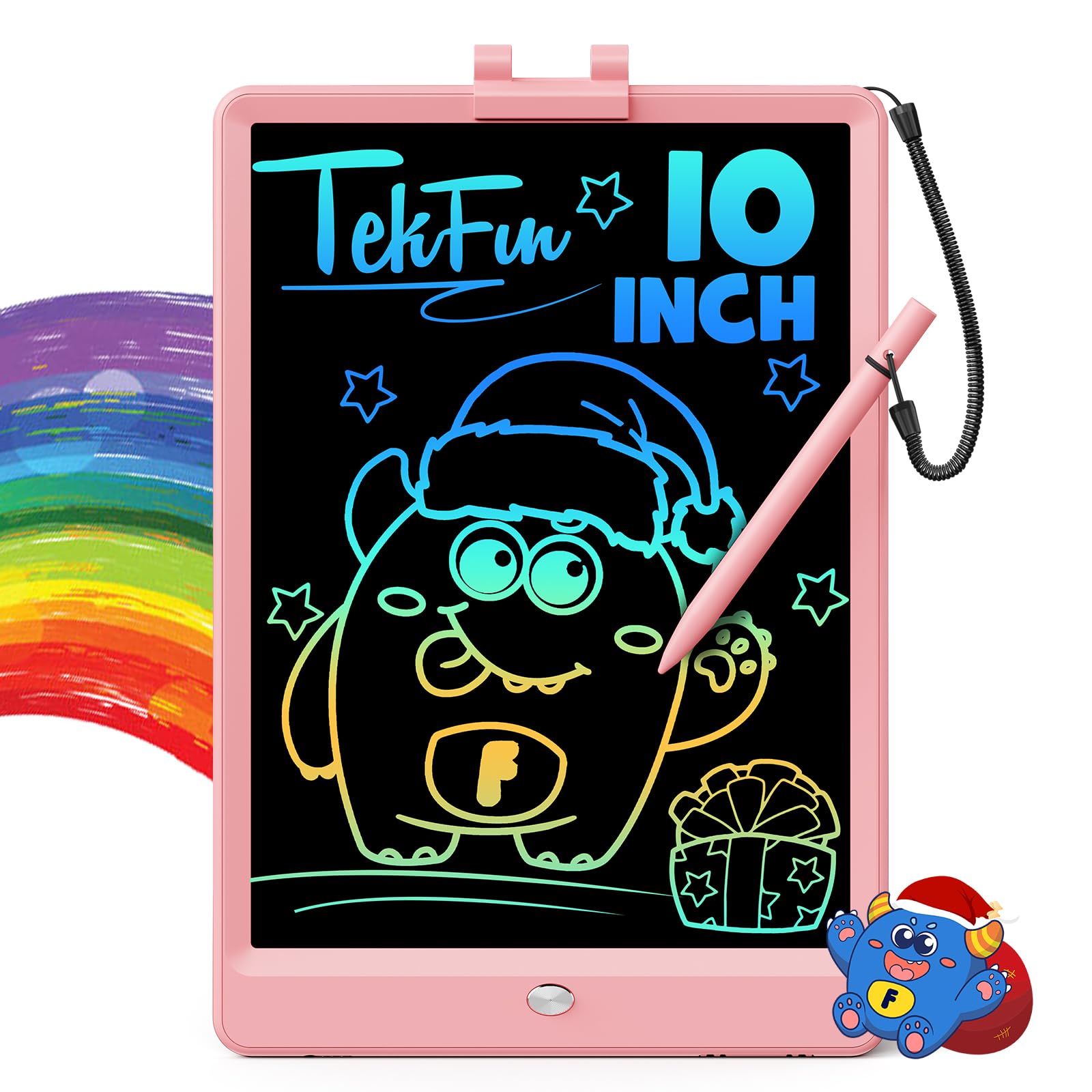 TEKFUN LCD Writing Tablet Doodle Board, 10inch Colorful Drawing Tablet Writing Pad, Kids Travel Essentials, Toddler Toys for 3 4 5 6 7 8 Year Old Girls Boys (Blue)