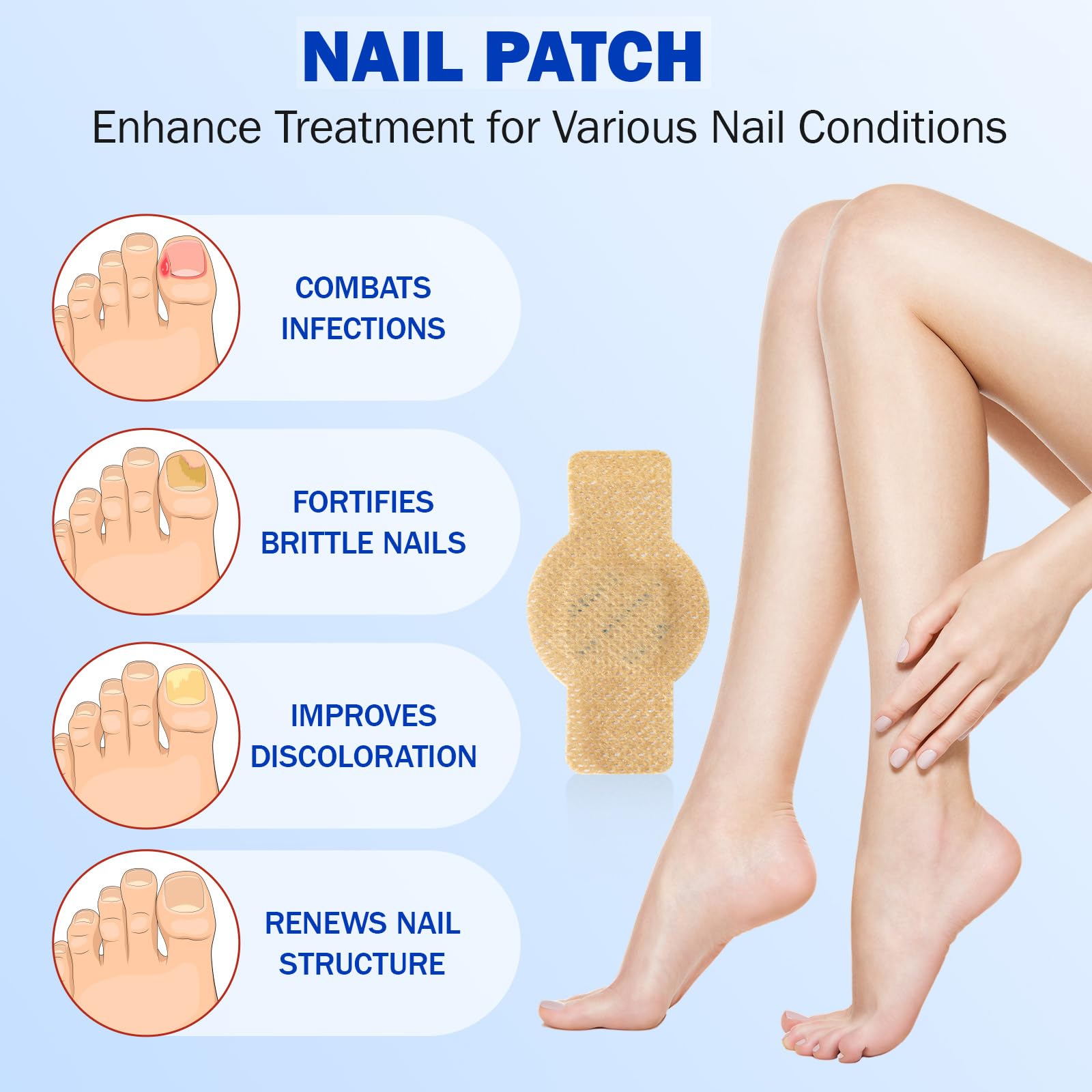 Nail Patches 21 PCS Toenail Treatment Extra Strength 8-Hour Overnight Nail Fast Acting Repair Effortless Hydrogel Nail Care and Repair for Damaged Nails Overnight Renewal for Men and Women