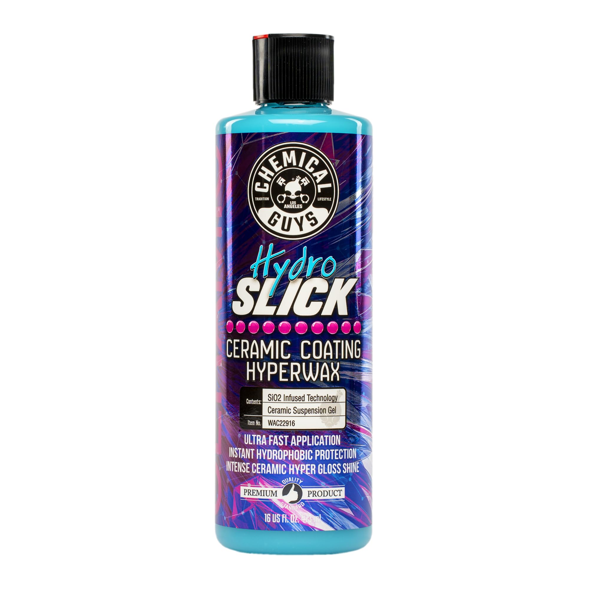 Chemical Guys WAC22916 HydroSlick Intense Gloss Sio2 Ceramic Coating Hyperwax, Hyper Gloss Shine, Safe for Cars, Trucks, SUVs, Motorcycles, RVs & More, 16 fl oz
