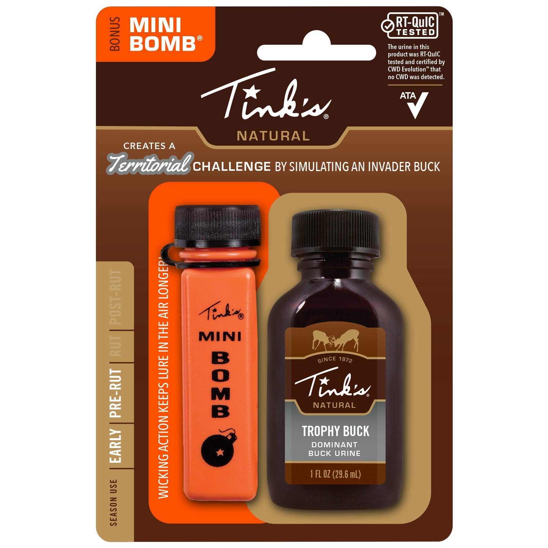 Tink's Trophy 100% Buck Urine | 1 Oz Bottle | All Season Scent Lure, Buck Lure & Deer Attractant, Easy Application, Squirt Top | Deer Hunting Accessories, Brown