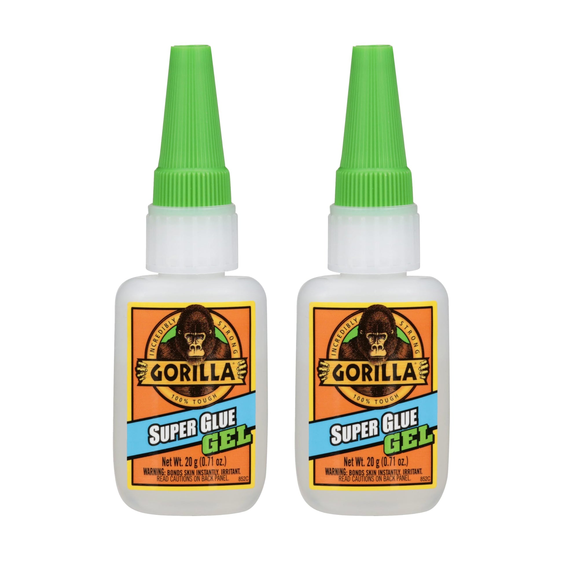 Gorilla Super Glue Gel, Clear Glue, 20 Gram (Pack of 2) - All Purpose and Fast Setting for Projects and Repairs