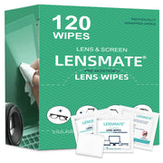Lensmate 120 Count Lens Wipes for Eyeglasses, Pre-Moistened & Individually Wrapped Eyeglass Wipes, Lens Cleaning Wipes for Eyeglasses, Sunglasses, Goggles and Camera Lens