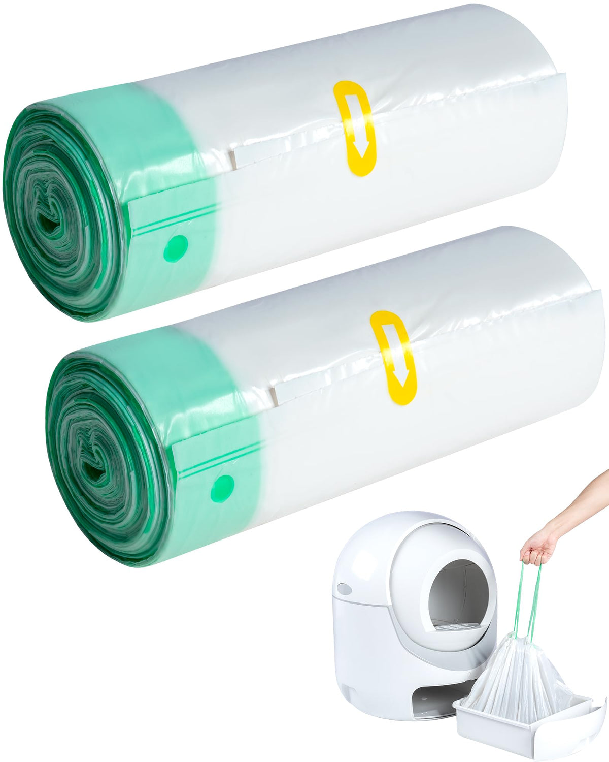 ANWA 40 Count Cat Litter Box Liners for Automatic Cat Litter Box and Litter Box Robot 4/3, Heavy-Duty, Extra Thick