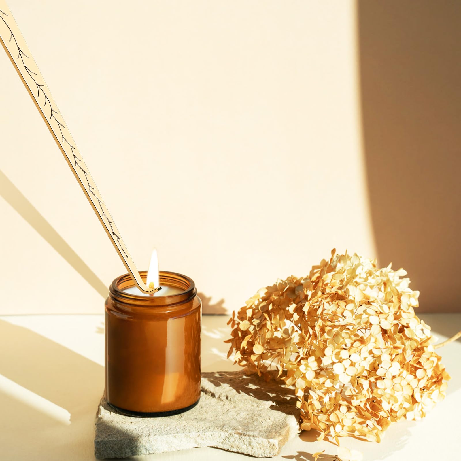 calary Candle Wick Trimmer, Candle Snuffer and Wick Dipper & Candle Accessory Set, 3 in 1 Candle Care Kit for Candle Lover (Gold)