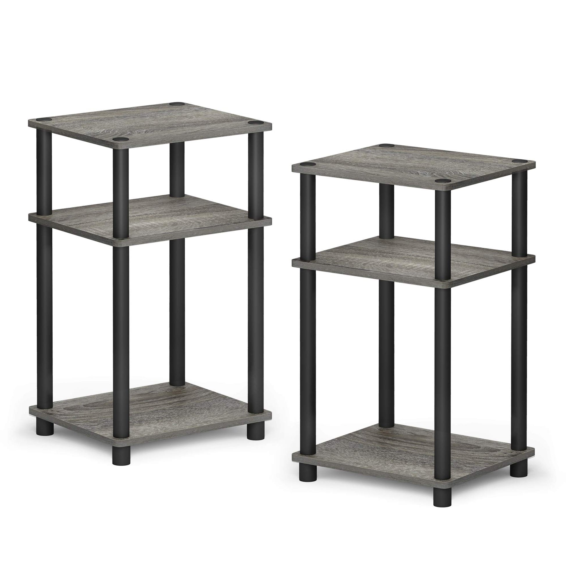 Furinno Just 3-Tier Turn-N-Tube End Table / Side Table / Night Stand / Bedside Table with Plastic Poles, 1-Pack, Columbia Walnut/Black