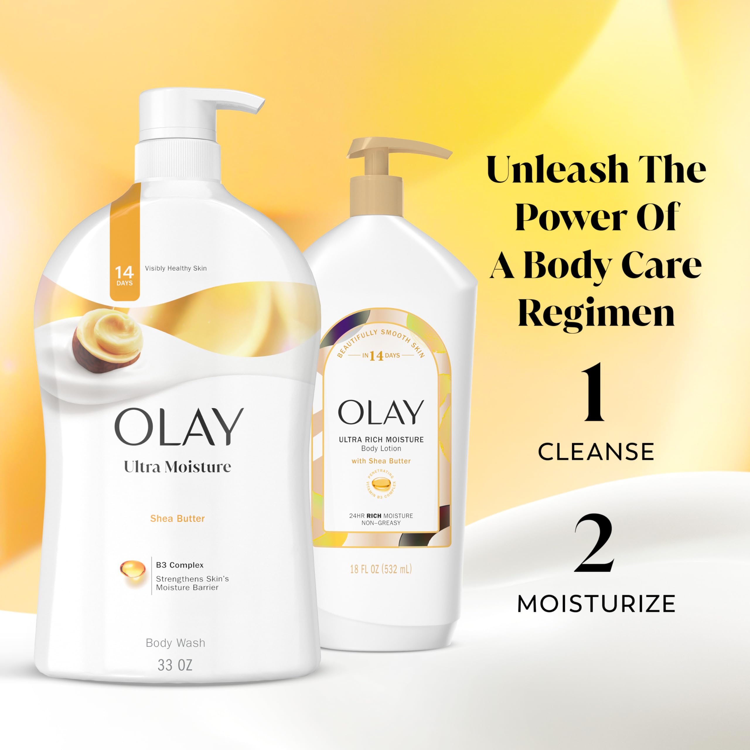 Olay Body Wash for Women, Ultra Moisture, 24hr Moisturizing, Hydrating & Refreshing, B3 Vitamin Complex, Free of Parabens & Phthalates, For All Skin Types, Shea Butter Scent, 33 fl oz