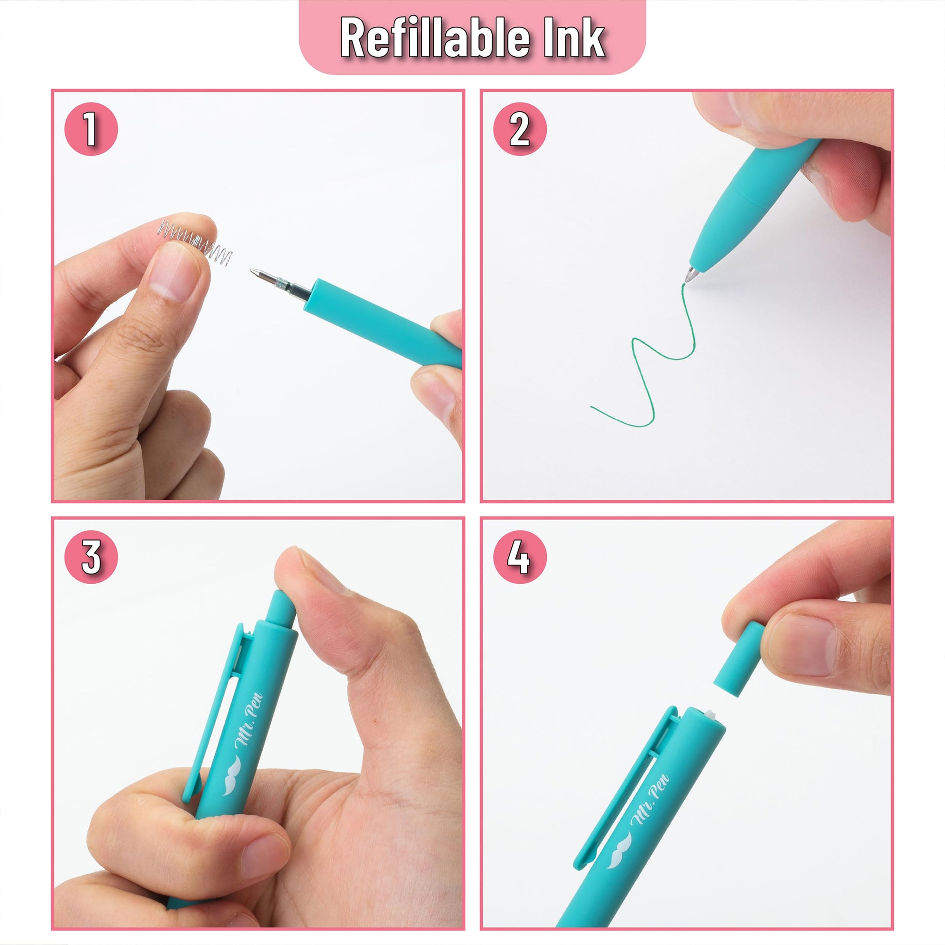 Mr. Pen- Retractable Gel Pens, 12 Pack, Fast Dry, Gel Pens Fine Point 0.7mm, Retractable Pens, Cute Pens, Back to School Supplies
