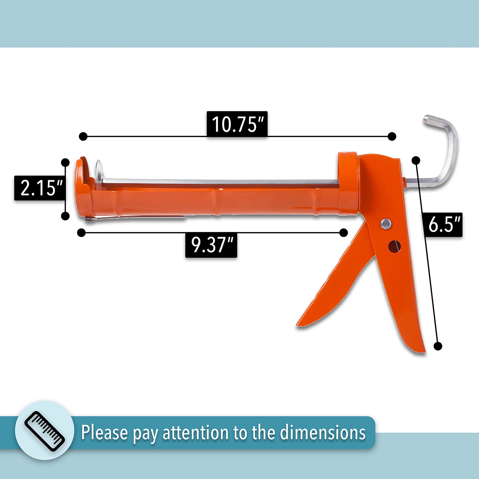 Bates- Caulking Silicone Gun, 10:1 Thrust Ratio, Hand Caulking Guns, No Drip