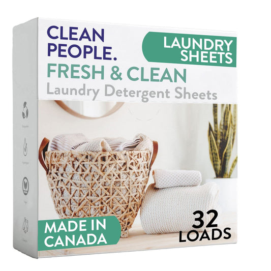 The Clean People Laundry Detergent Sheets - Hypoallergenic Laundry Soap - Ultra Concentrated, Recyclable Packaging, Stain Fighting - Fresh Scent, 32 Pack