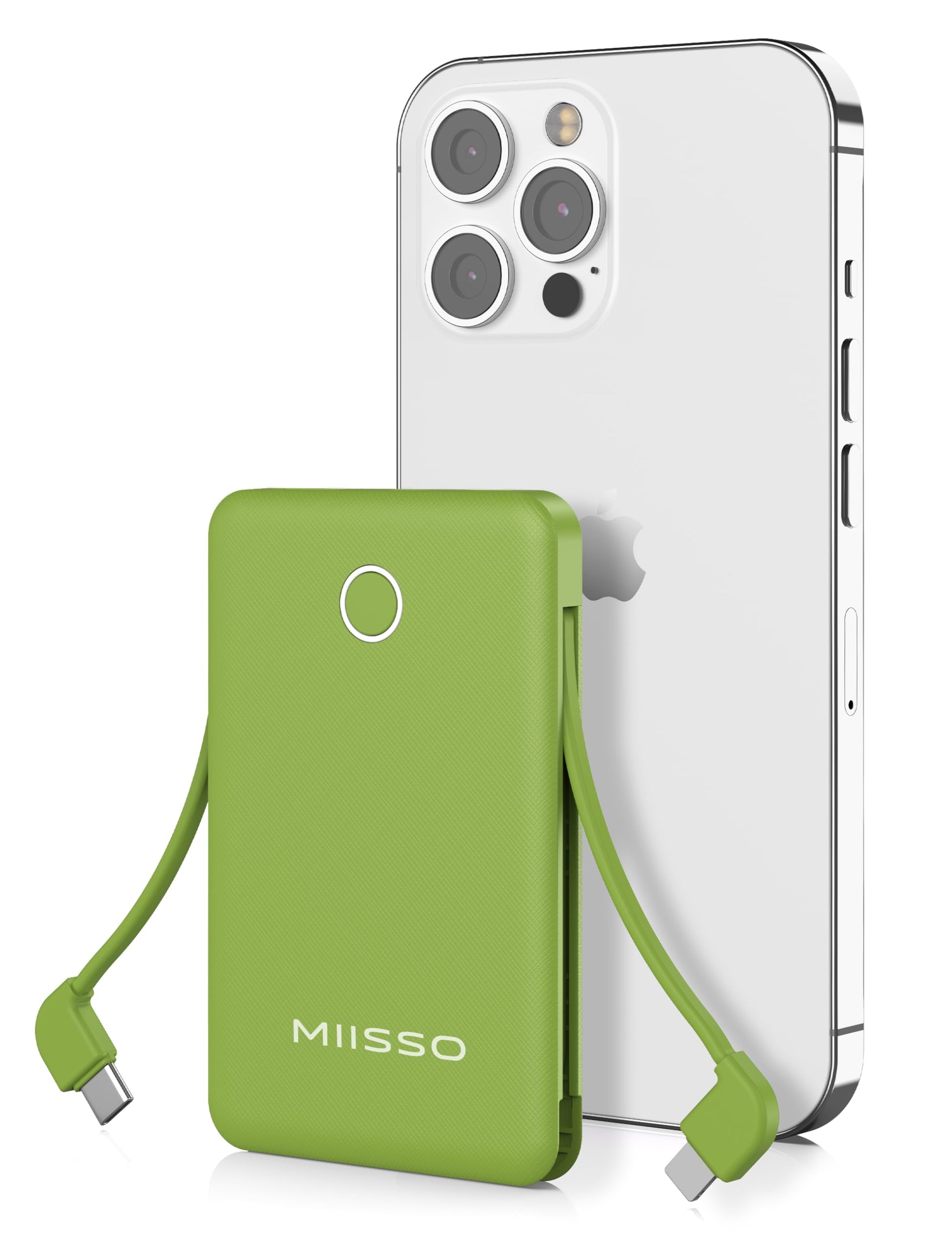 6000mah Ultra Slim Built in Cables Power Bank, Card Size Built in USB C Cords Battery Pack Portable Charger for Phones, 3 Output External Battery Pack Compatible with iPhone, Samsung, Deep Black