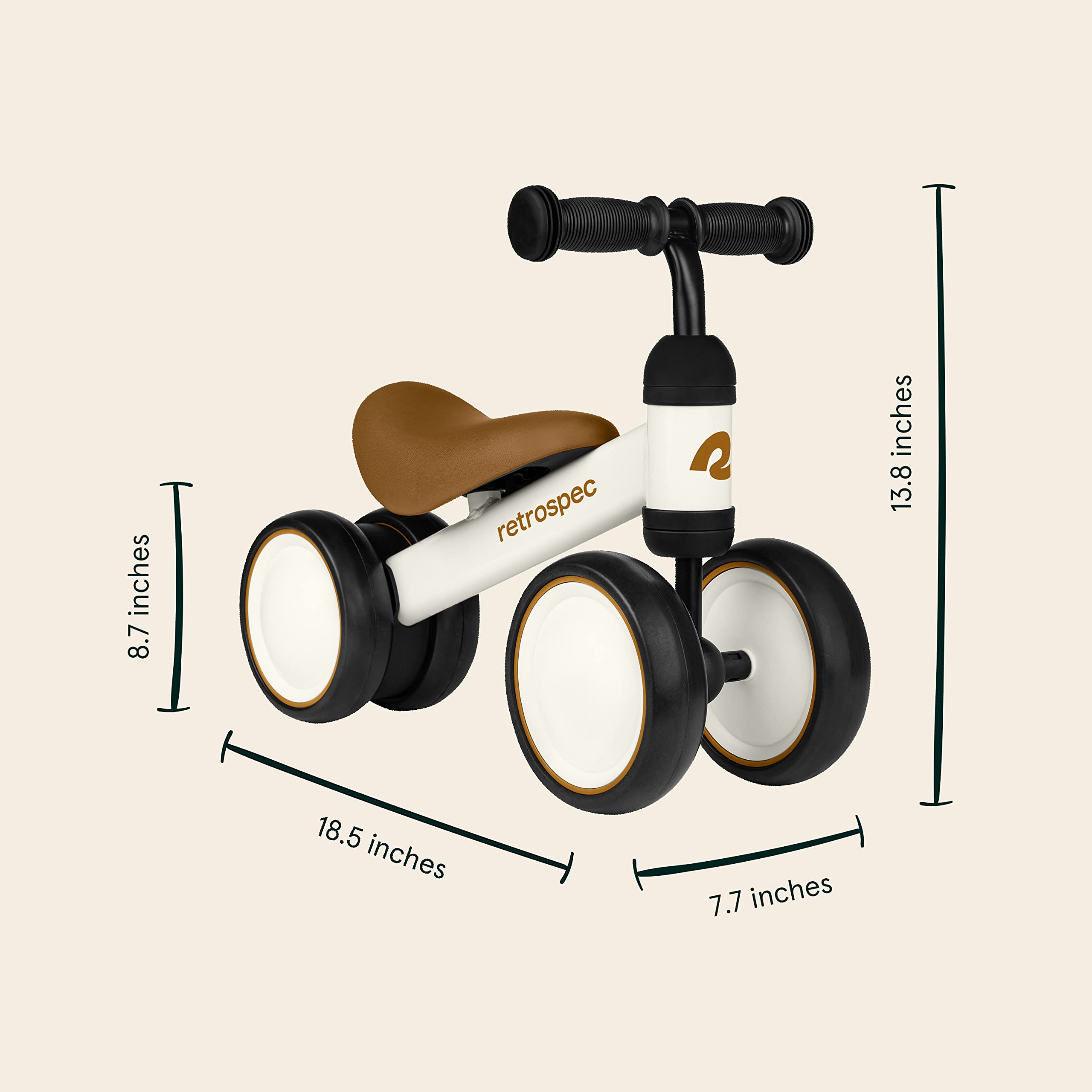 Retrospec Cricket Baby Walker Balance Bike with 4 Wheels for Ages 12-24 Months - Baby Toys & Toddler Toys for 1 Year Olds - Ride On Bicycle - Boys & Girls