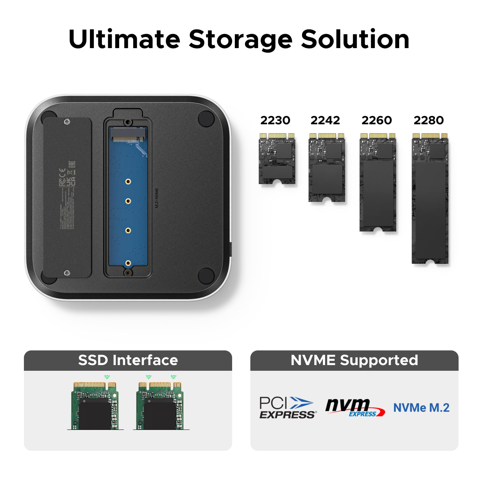 UGREEN Mac mini M4 Dock & Stand with NVMe SSD Enclosure, 3 USB A 10Gbps, USB C Data Port, SD Card Reader for Mac mini M4/ M4 Pro