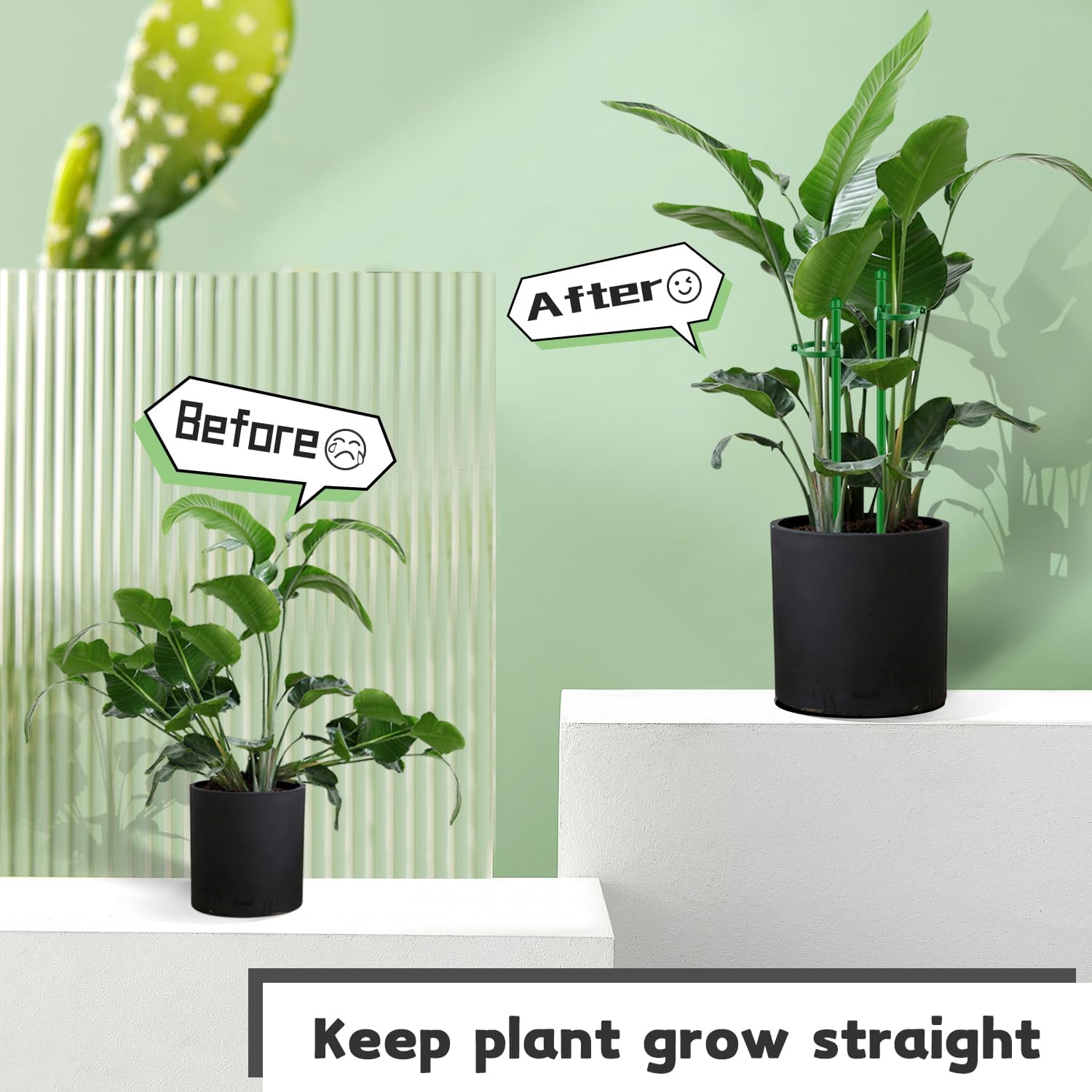 Plant Stakes 17inch &11inch SupKing Adjustable Length Plant Support Stake 16Pcs Green Orchid Stick with Clips for Indoor Outdoor,Garden Pole for Potted Tomato Amaryllis Vegetables Comes with 20 Ties