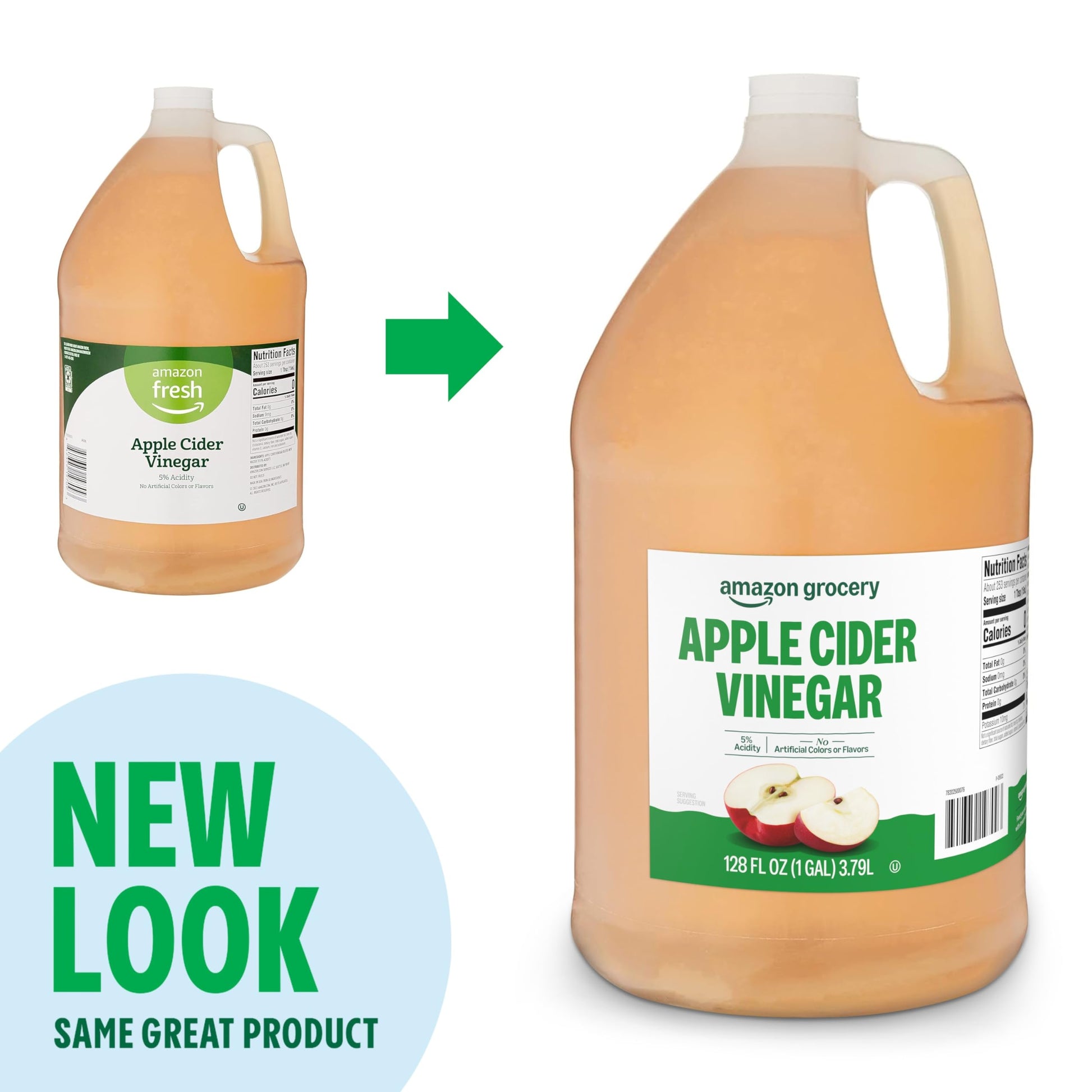 Amazon Grocery, Apple Cider Vinegar, 1 Gallon, 128 Fl Oz (Previously Amazon Fresh, Packaging May Vary)