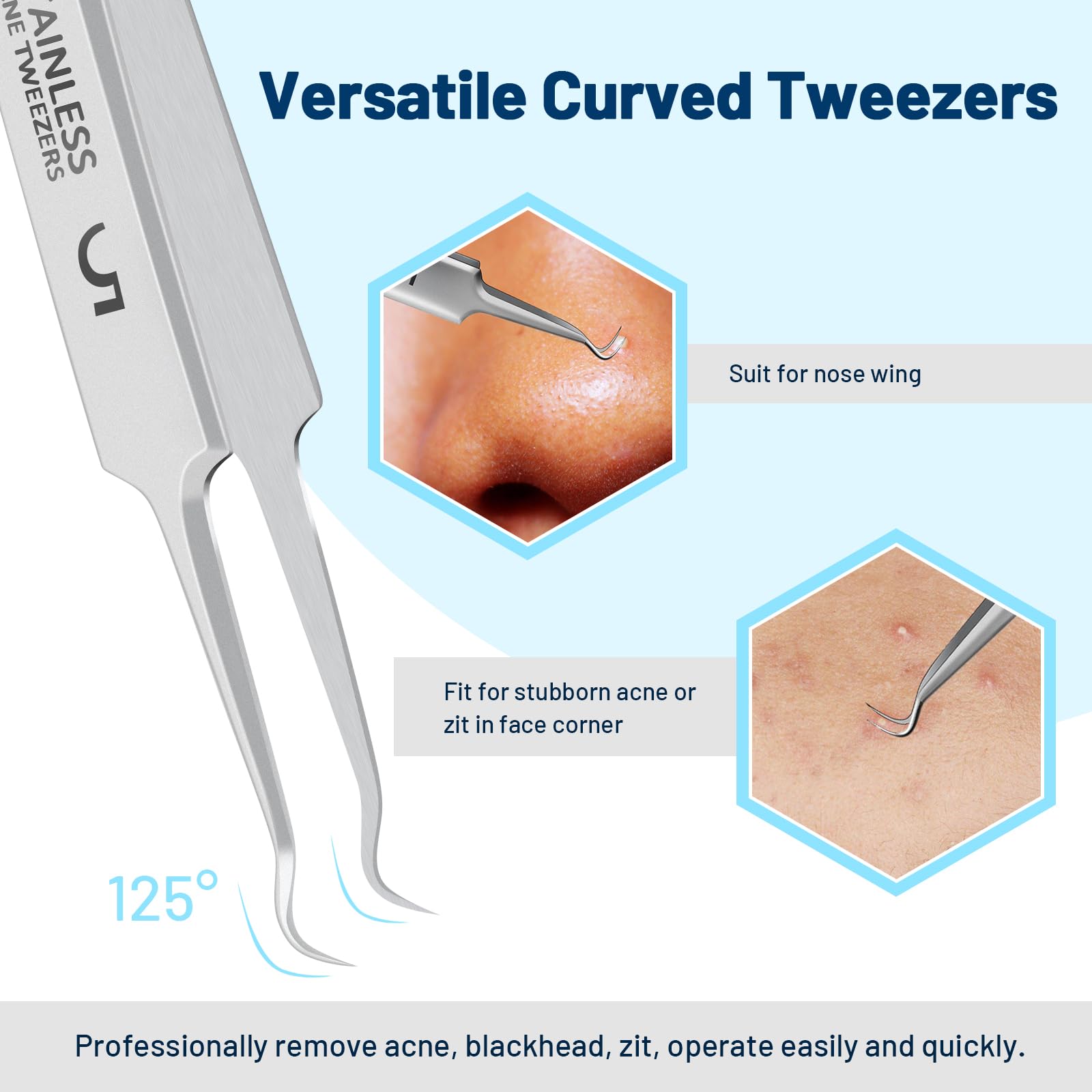 WSYUB Blackhead Remover Tweezers,Ingrown Hair Tweezers, Precision Blackhead Pimple Extractor, Cell Clips Tweezers, Tweezers for Women Facial Hair