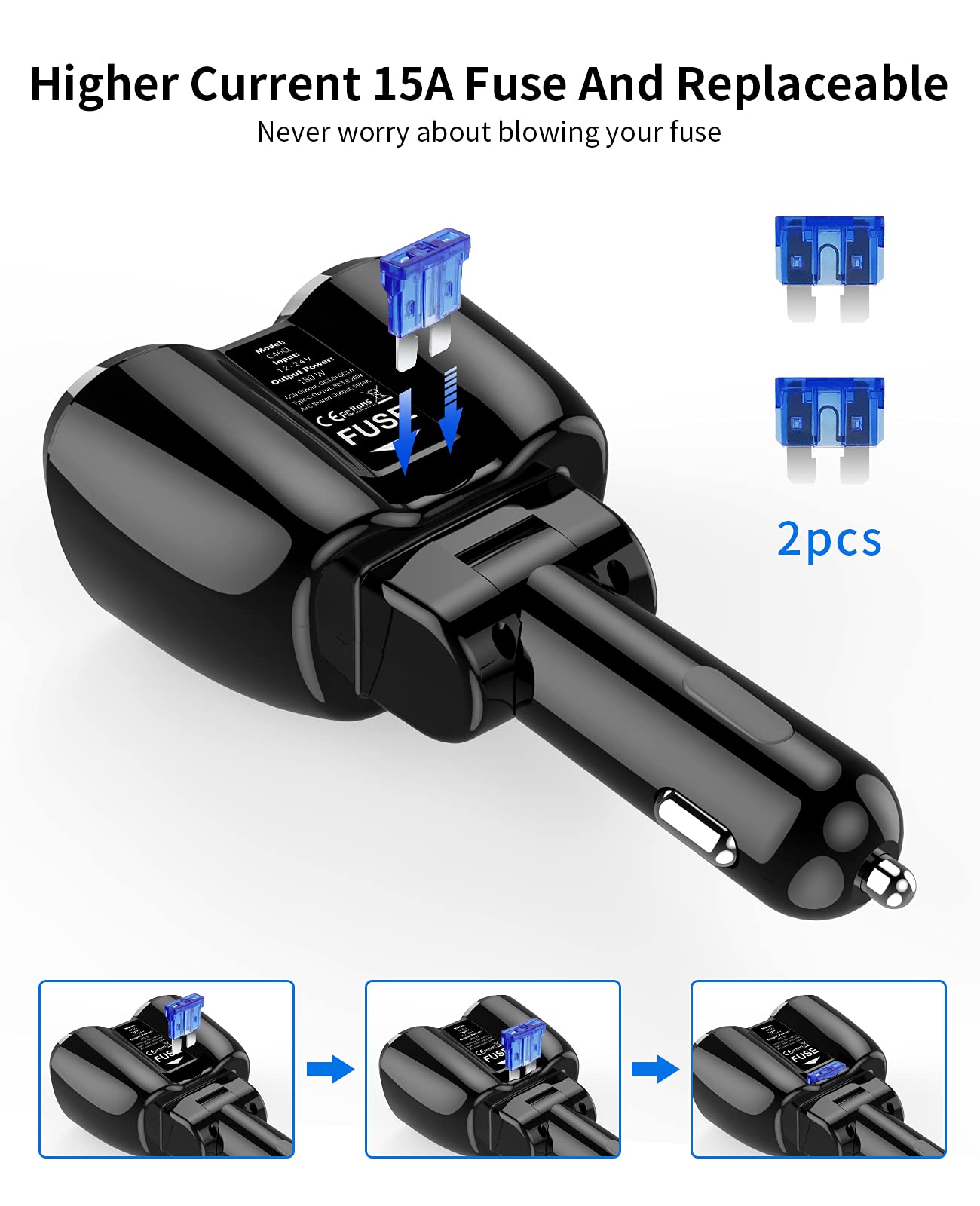 [2025 Upgraded] Cigarette Lighter Splitter, SUPERONE 180W 2-Socket Cigarette Lighter Adapter with Dual QC3.0 and 20W PD USB C Car Charger Splitter for GPS/Dash Cam/Laptop/iPad/iPhone 17/16/15/14/13/12